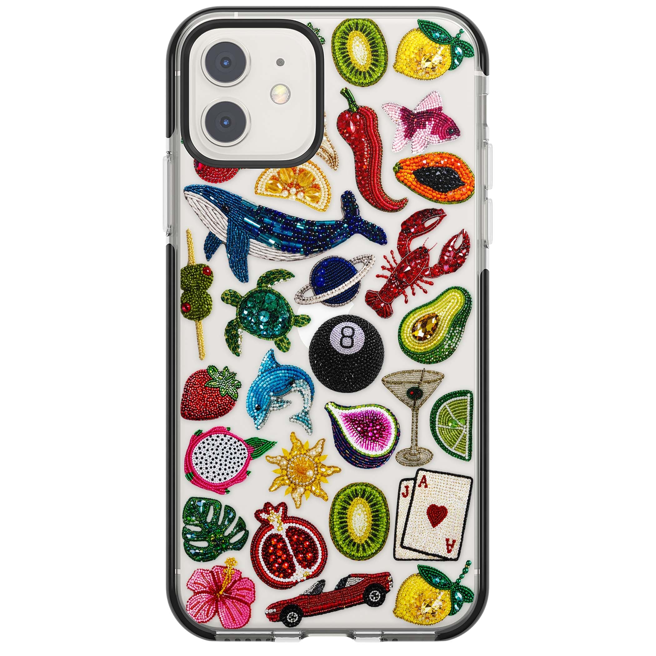 Beaded Mix cute iPhone case | Black Impact case for iPhone 11, iPhone 12