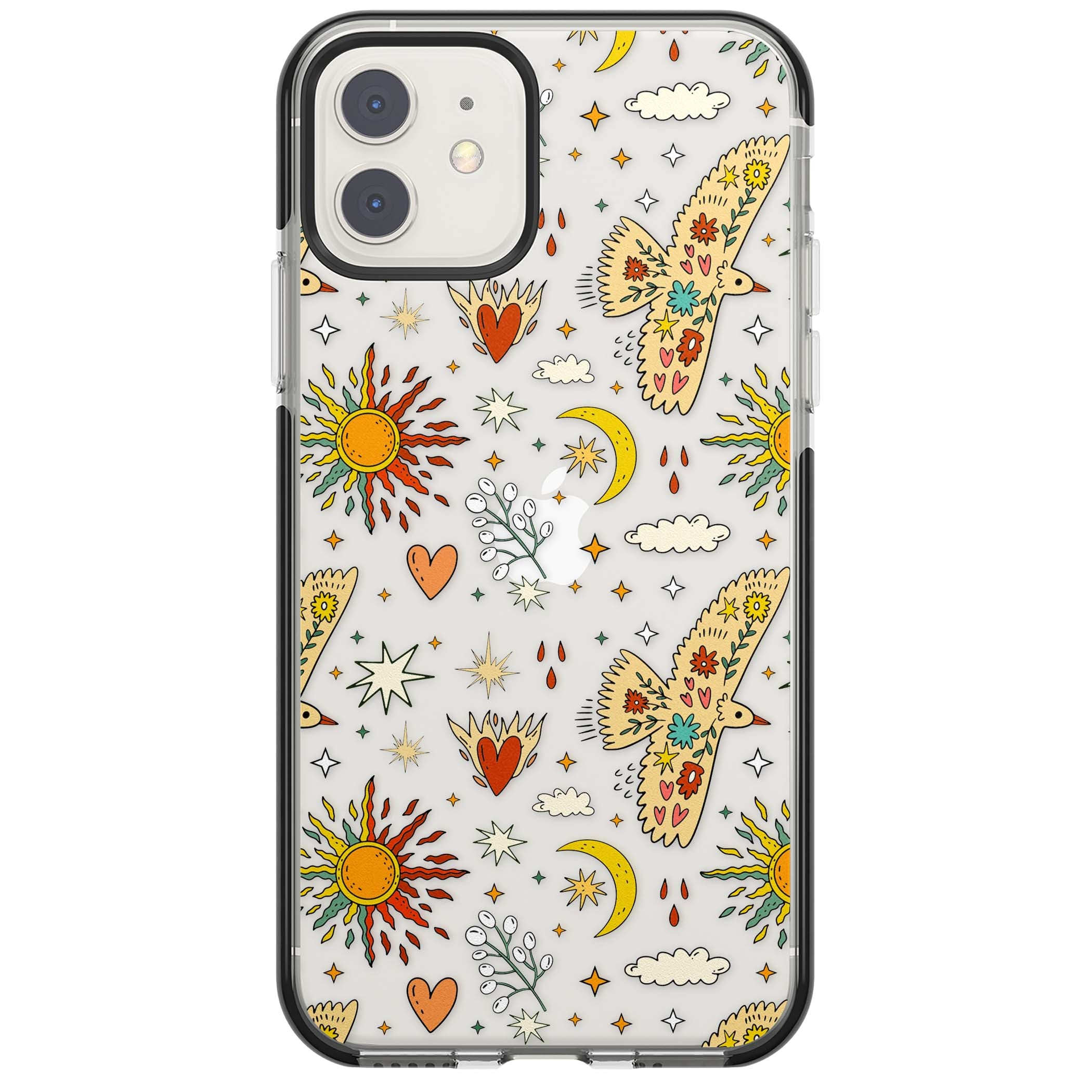 Elevate Your Phone'S Style With This Boho Celestial Sun & Eye Phone Case, Featuring A Mystical Blend Of Suns, All-Seeing Eyes, Butterflies, Stars, And