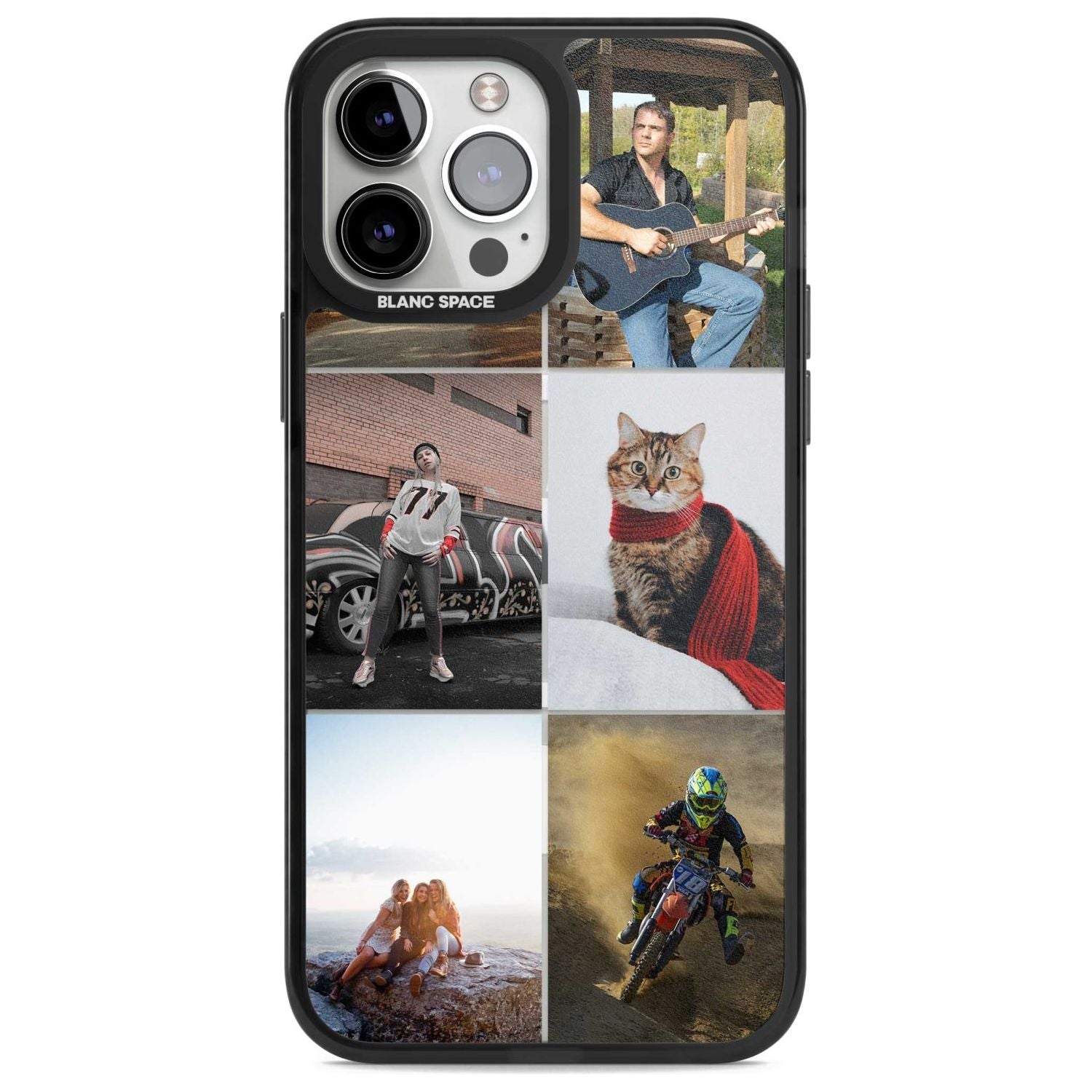 Personalised 6 Photo Grid Custom Phone Case iPhone 13 Pro Max / Magsafe Black Impact Case Blanc Space