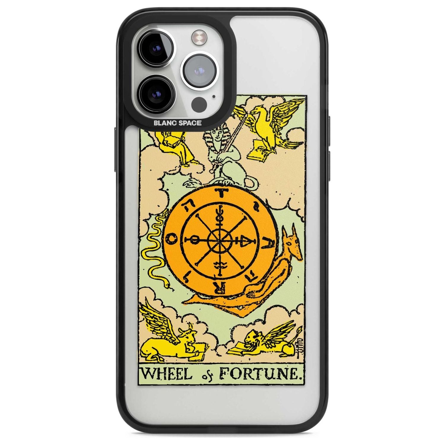Personalised Wheel of Fortune Tarot Card - Colour Phone Case iPhone 13 Pro Max / Magsafe Black Impact Case Blanc Space