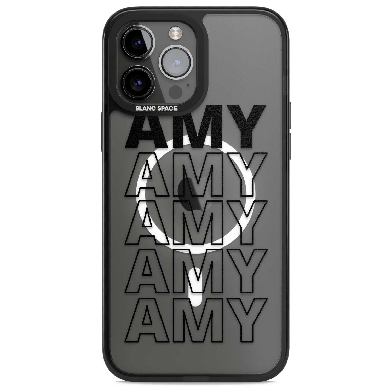 Personalised Clear Text 5A Custom Phone Case iPhone 13 Pro Max / Magsafe Black Impact Case Blanc Space
