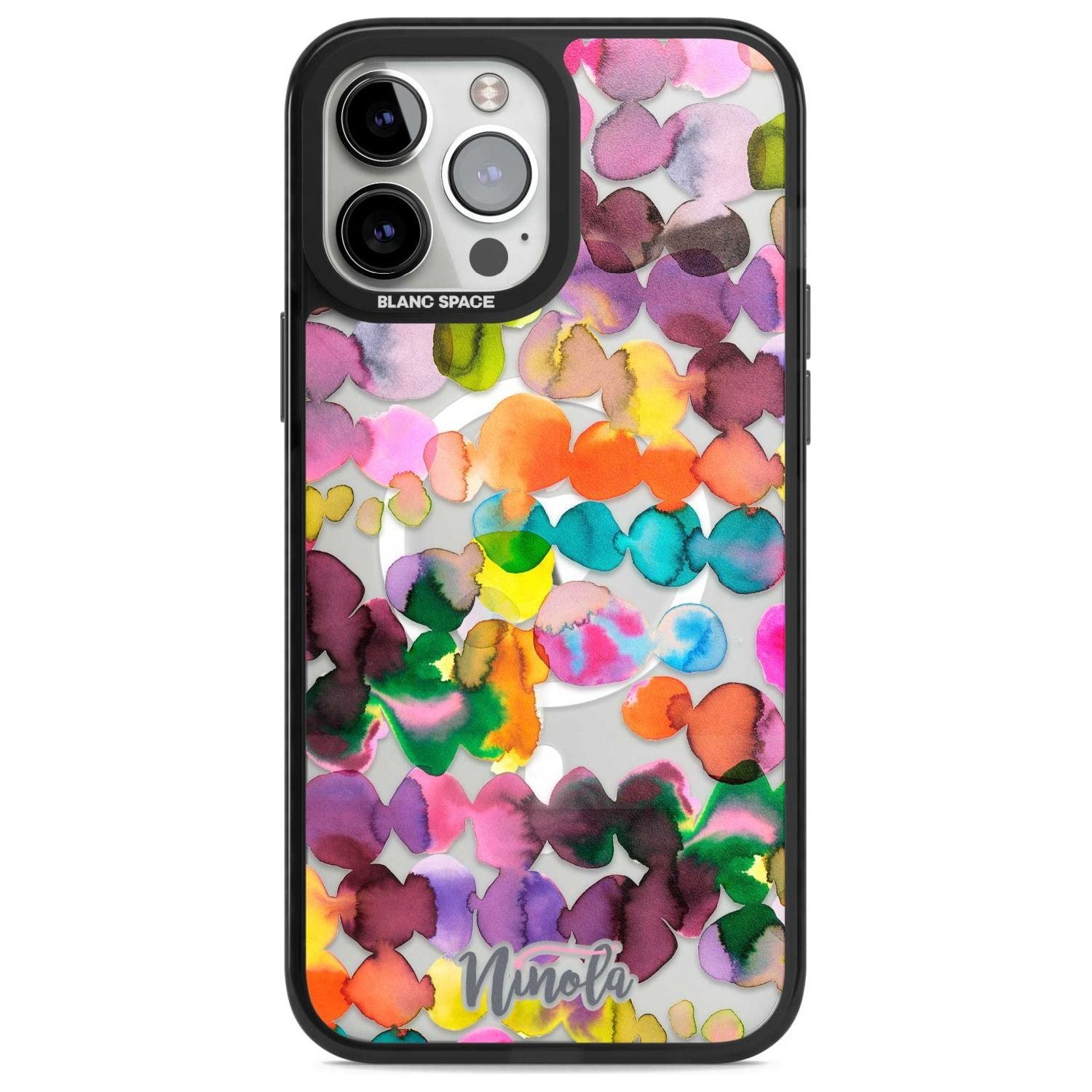 Ink Bleeding Dots Phone Case iPhone 13 Pro Max / Magsafe Black Impact Case Blanc Space