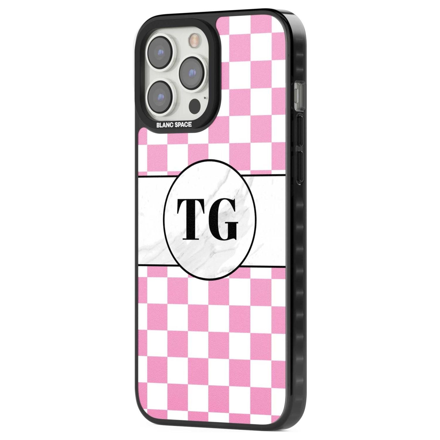 Personalised Monogrammed Pink Check Phone Case iPhone 15 Pro Max / Black Impact Case,iPhone 15 Plus / Black Impact Case,iPhone 15 Pro / Black Impact Case,iPhone 15 / Black Impact Case,iPhone 15 Pro Max / Impact Case,iPhone 15 Plus / Impact Case,iPhone 15 Pro / Impact Case,iPhone 15 / Impact Case,iPhone 15 Pro Max / Magsafe Black Impact Case,iPhone 15 Plus / Magsafe Black Impact Case,iPhone 15 Pro / Magsafe Black Impact Case,iPhone 15 / Magsafe Black Impact Case,iPhone 14 Pro Max / Black Impact Case,iPhone 1