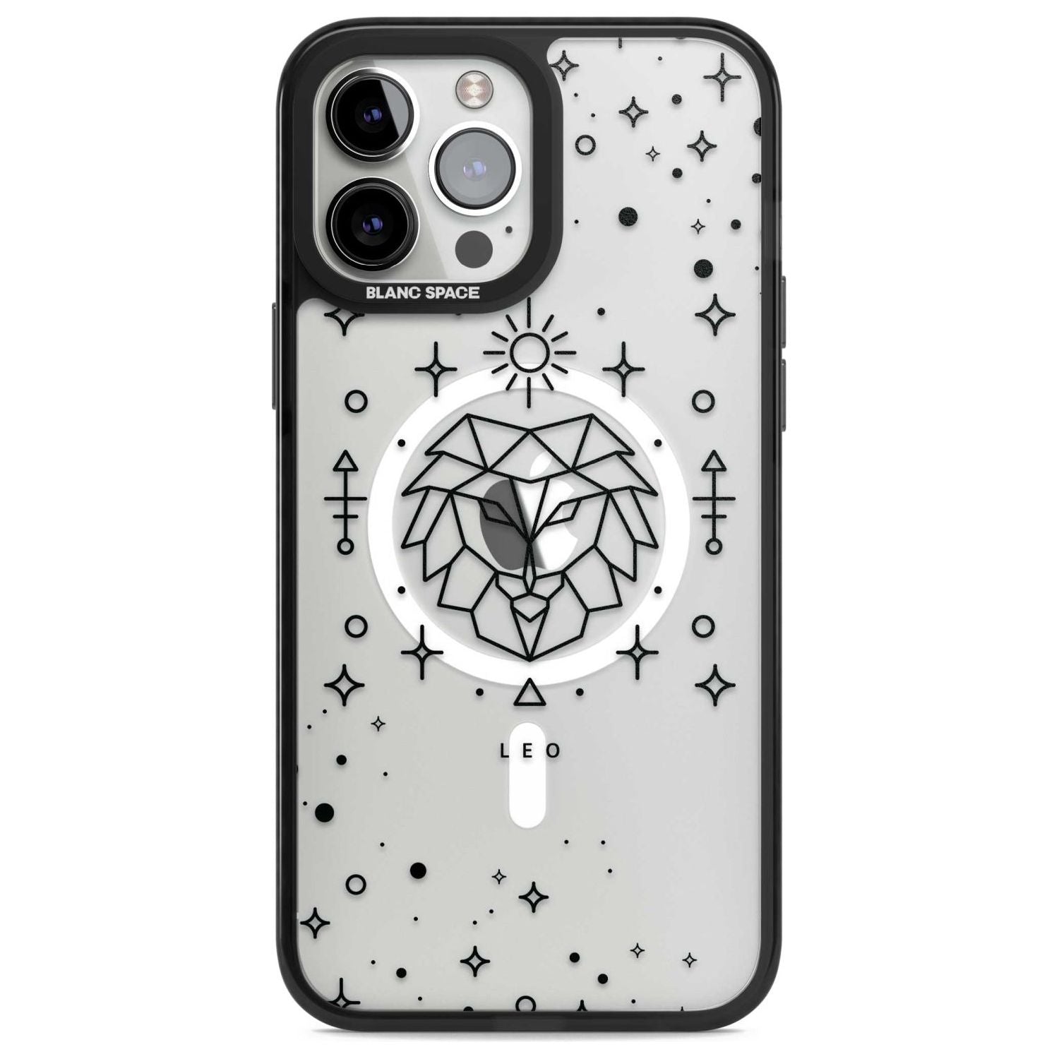 Leo Emblem - Transparent Design Phone Case iPhone 13 Pro Max / Magsafe Black Impact Case Blanc Space