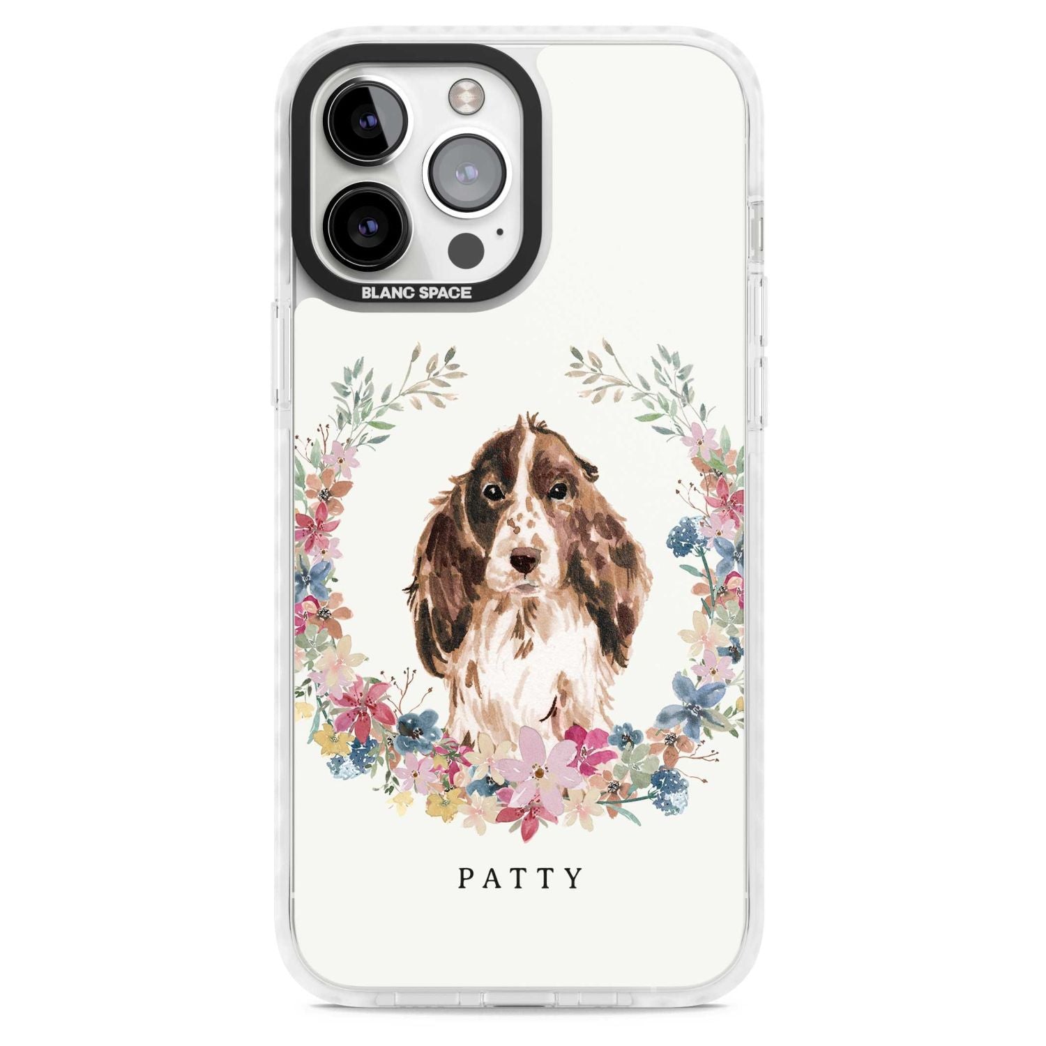 Personalised Cocker Spaniel Floral Portrait