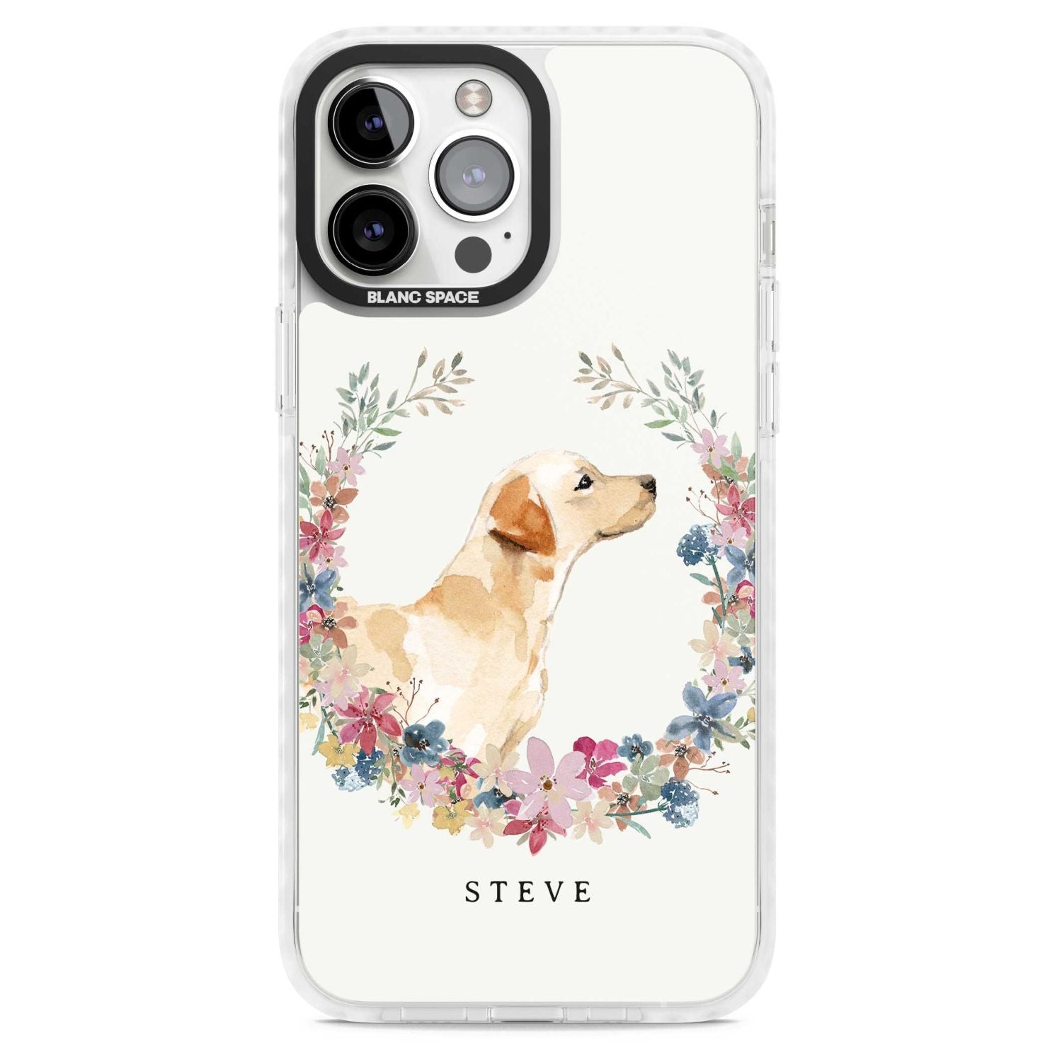 Personalised Yellow Labrador Floral Portrait