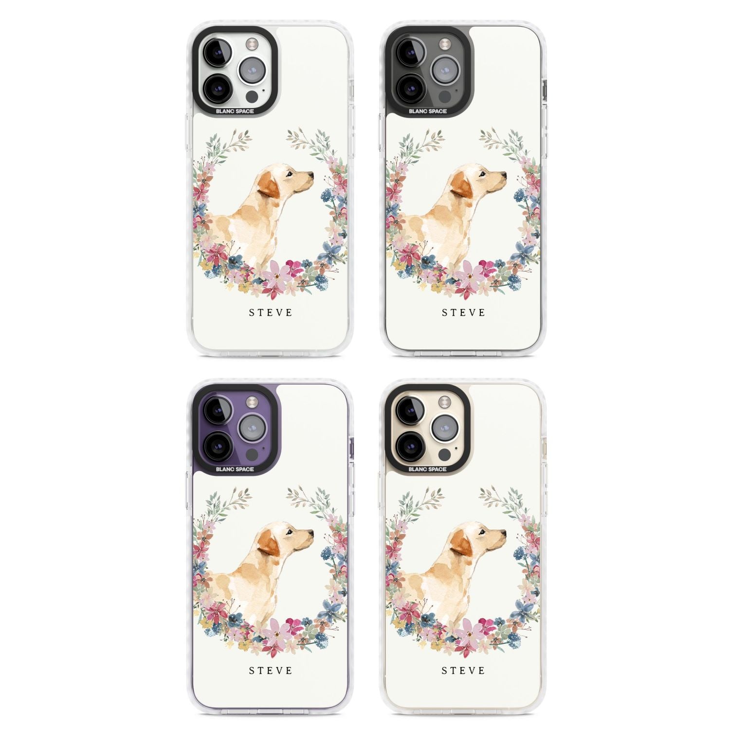 Personalised Yellow Labrador Floral Portrait