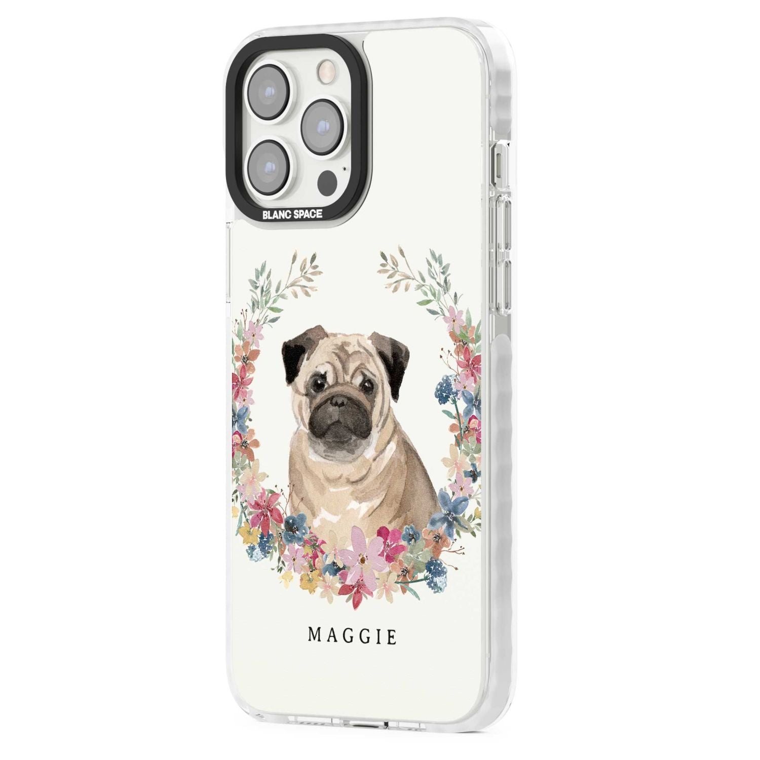 Personalised Pug Floral Portrait