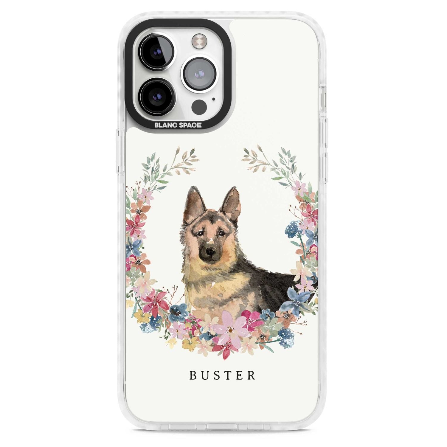 Personalised German Shepherd Floral Portrait