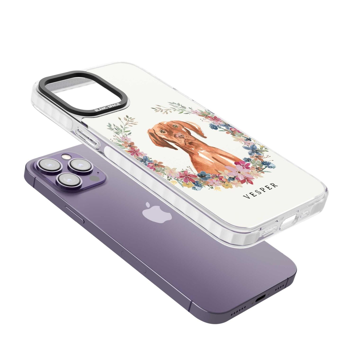 Personalised Hungarian Vizsla Floral Portrait