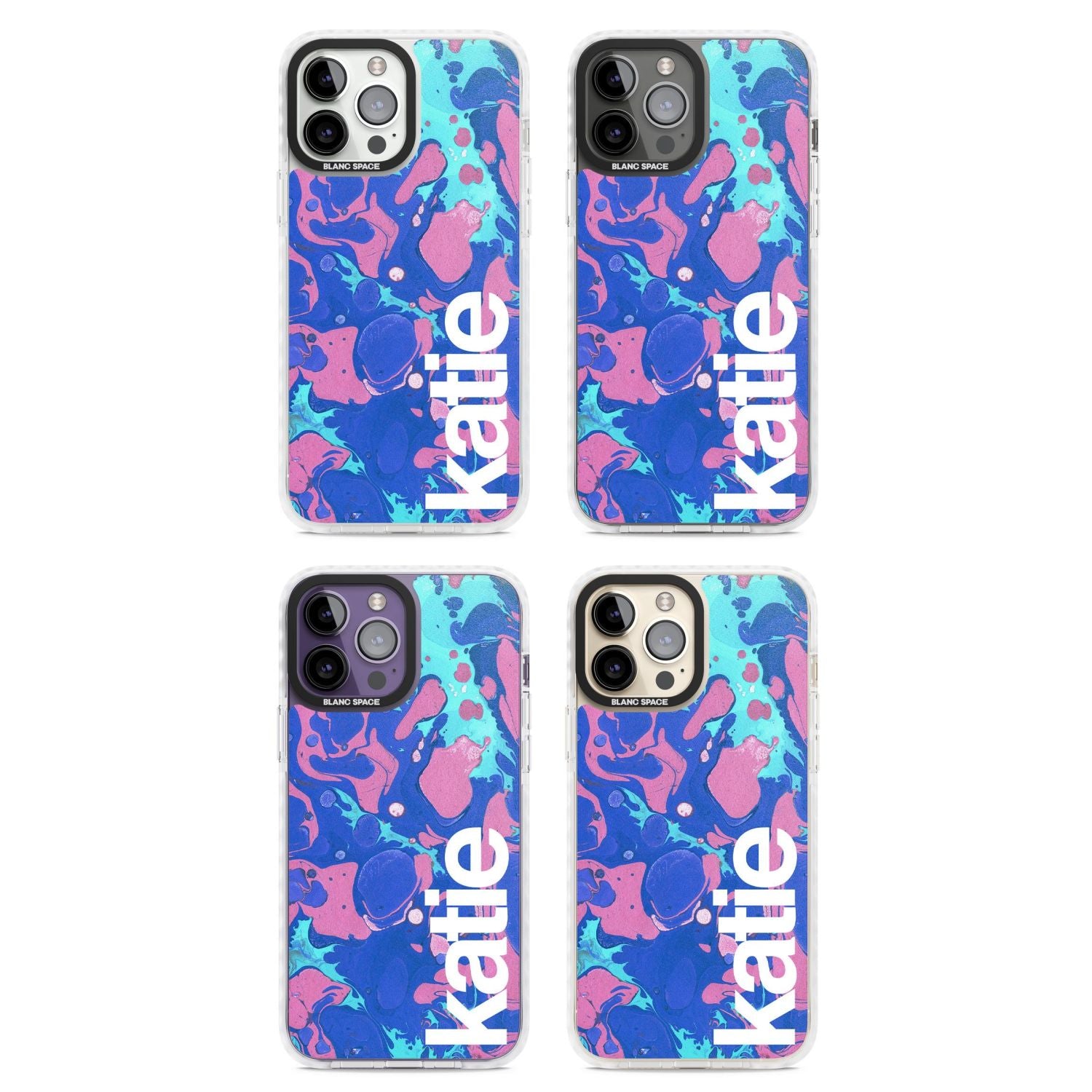 Personalised Navy & Turquoise Marbled