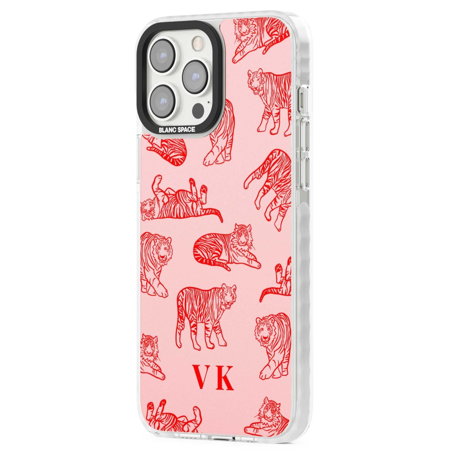 Personalised Red Tiger Outlines On Pink