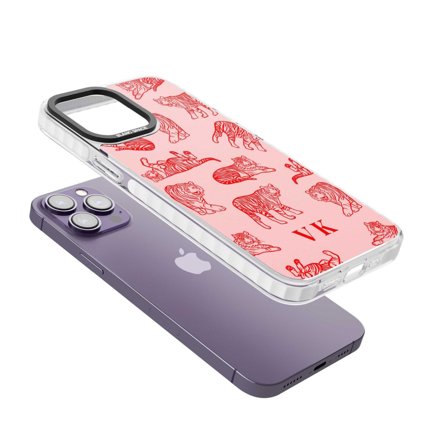 Personalised Red Tiger Outlines On Pink