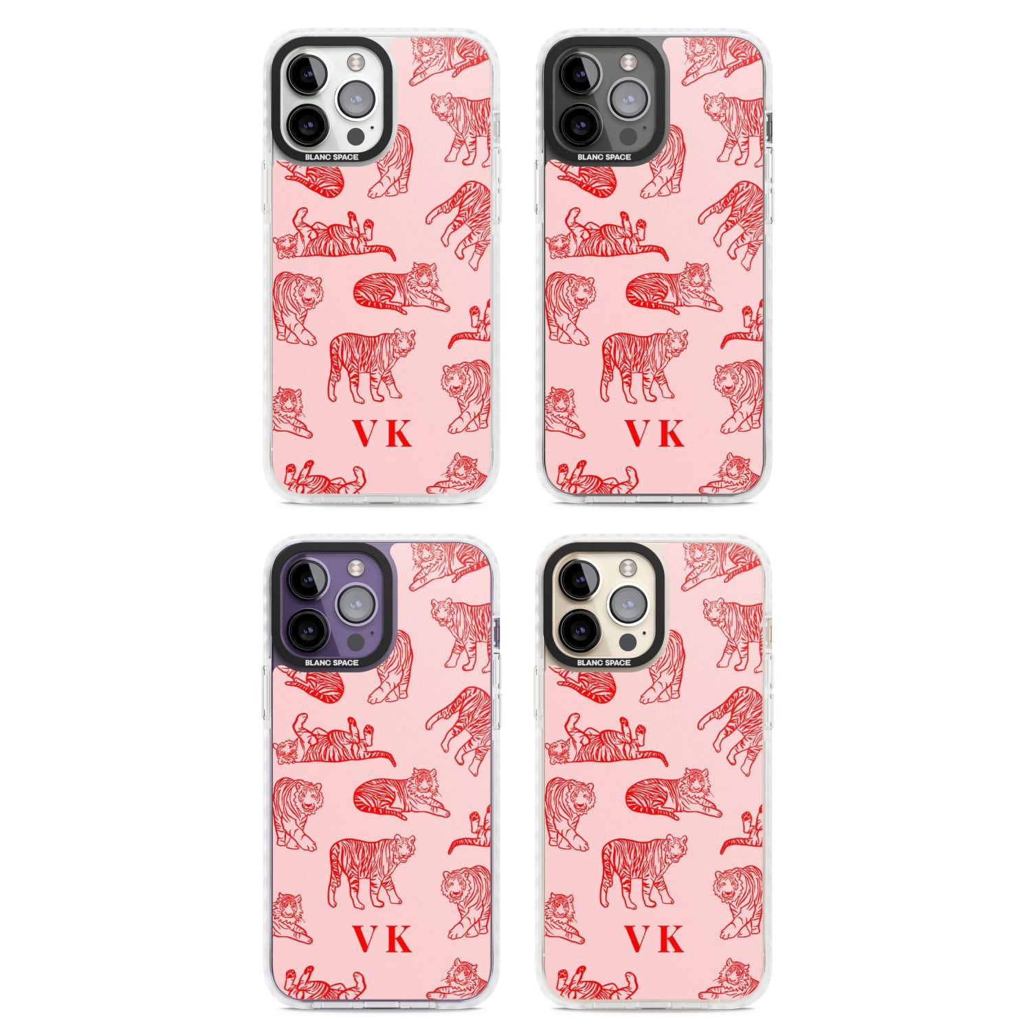 Personalised Red Tiger Outlines On Pink