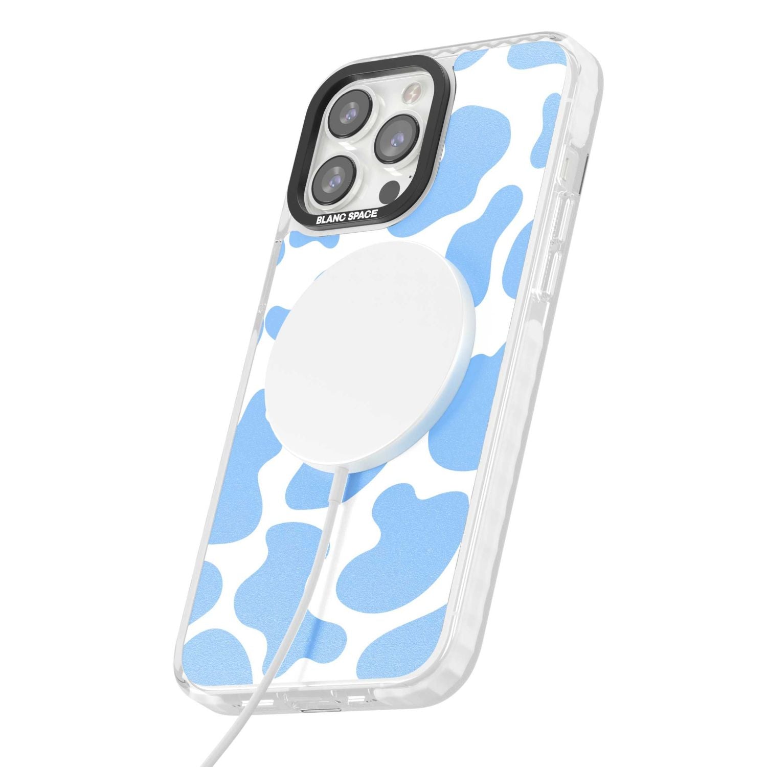 Blue And White Cow Print