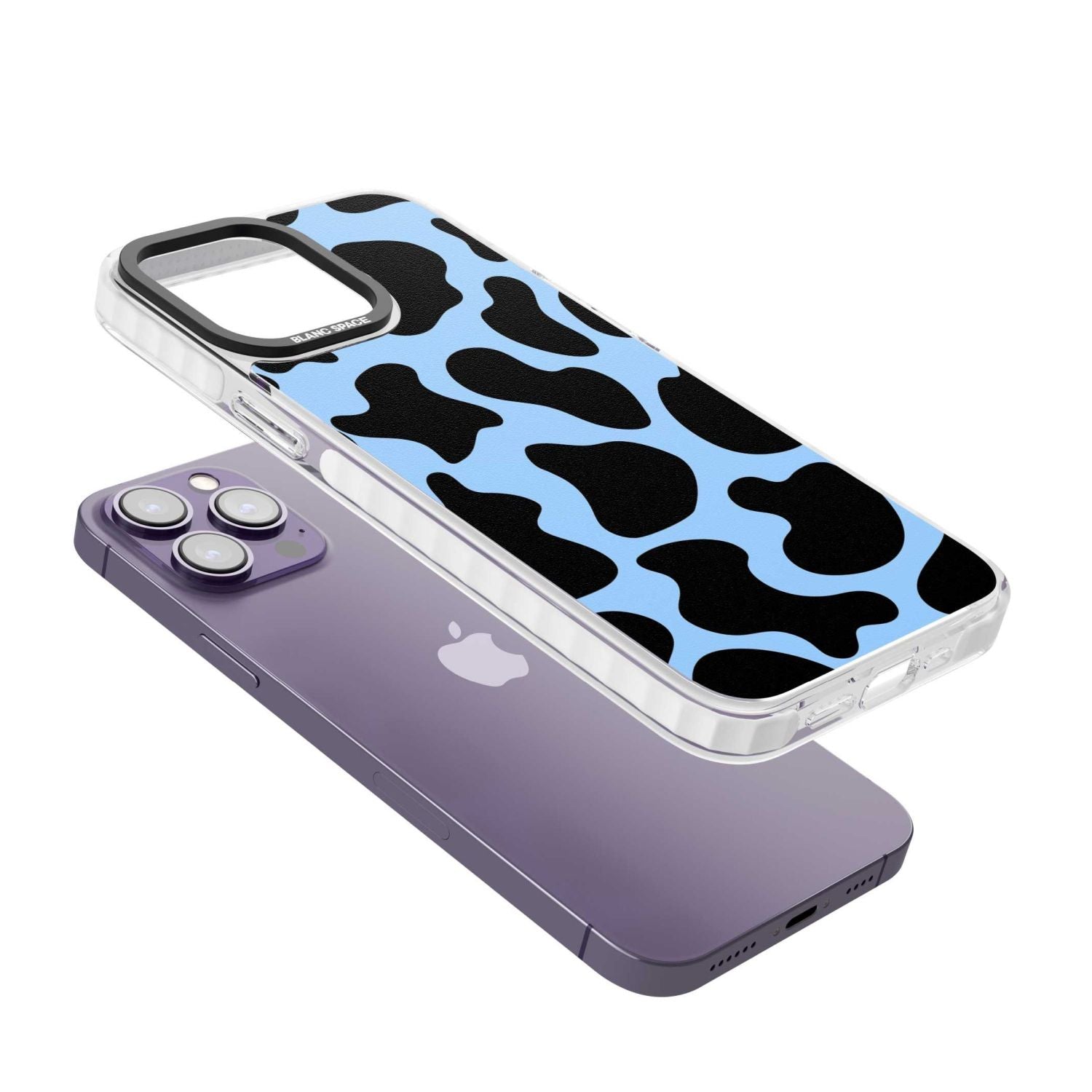 Blue And Black Cow Print