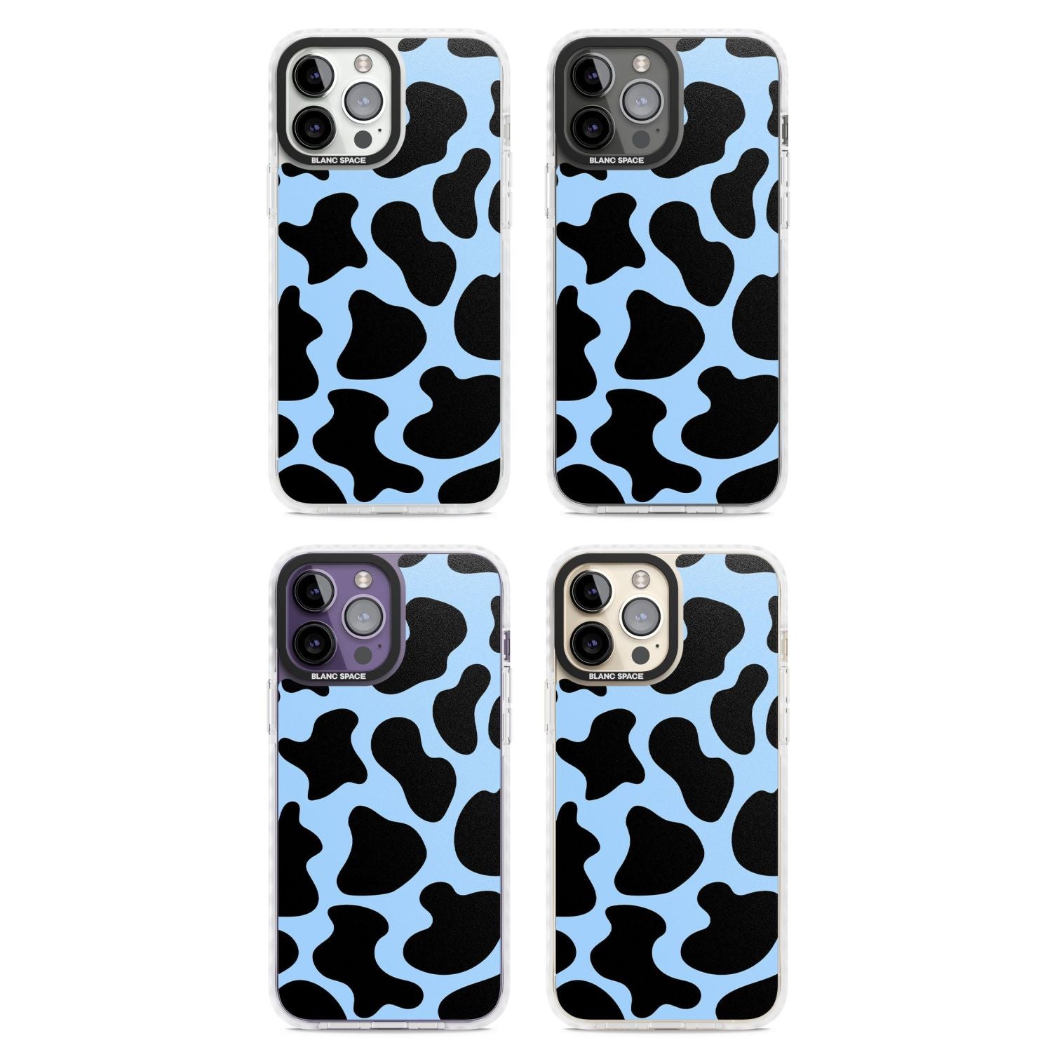 Blue And Black Cow Print