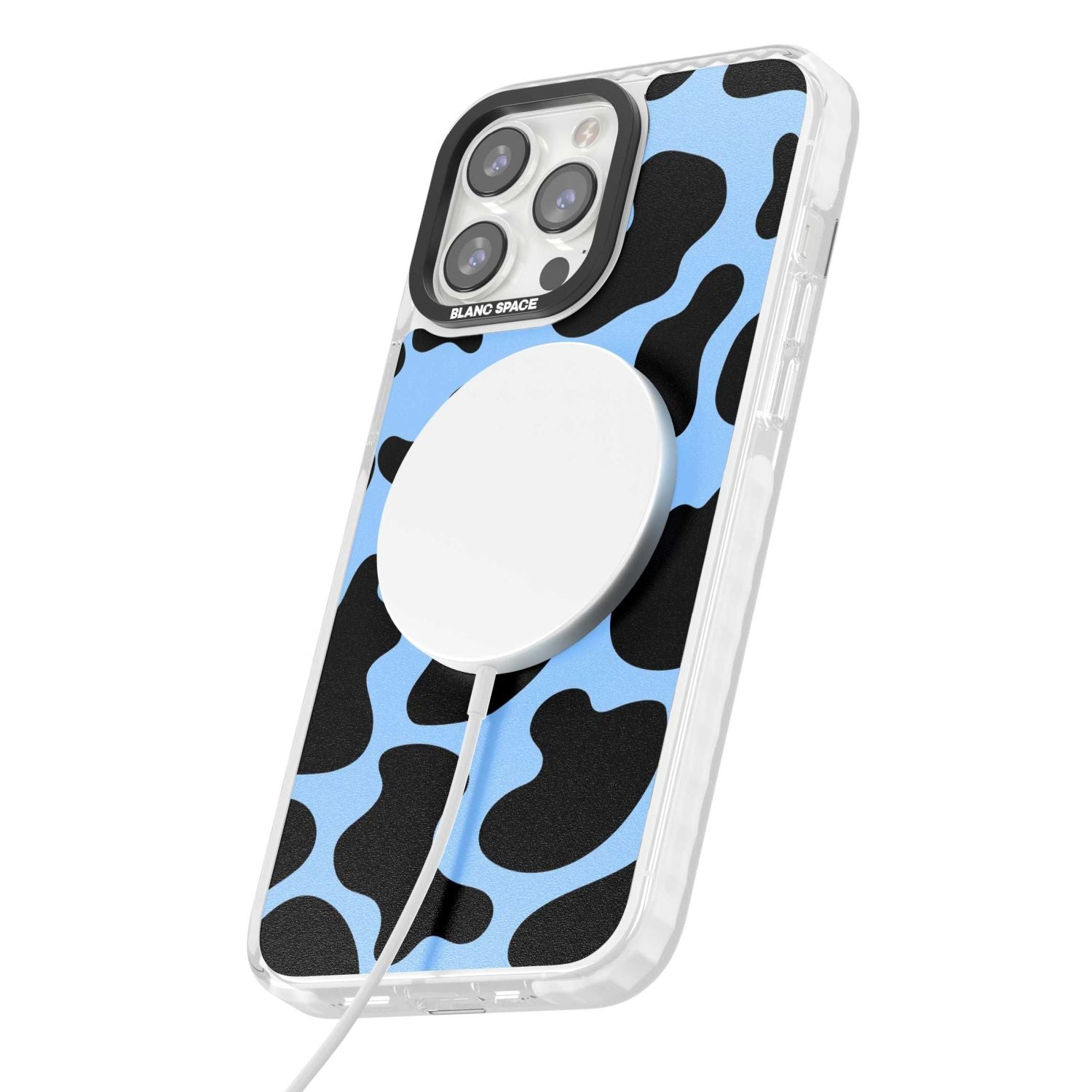 Blue And Black Cow Print