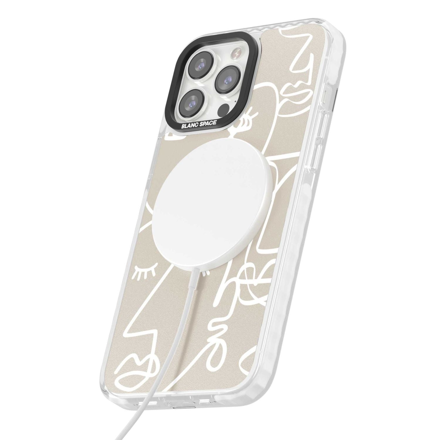 Abstract Line Art White Beige