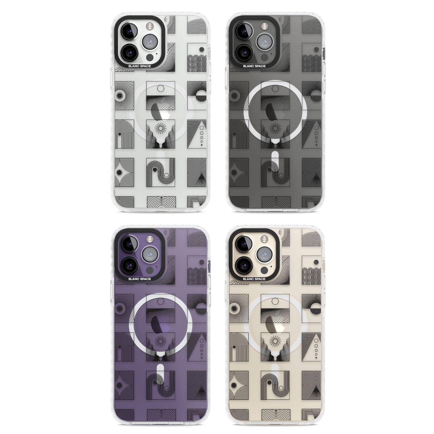 Geometric Pattern Trio: Artistic Blend