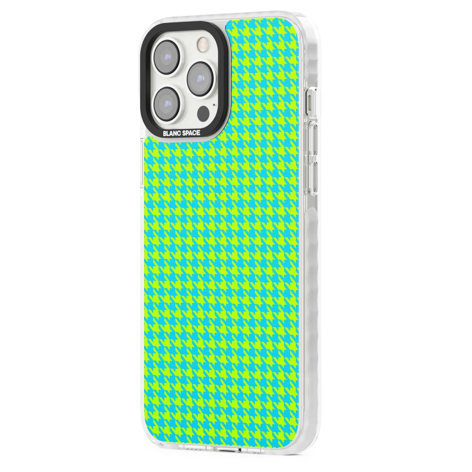 Neon Lime & Turquoise Houndstooth