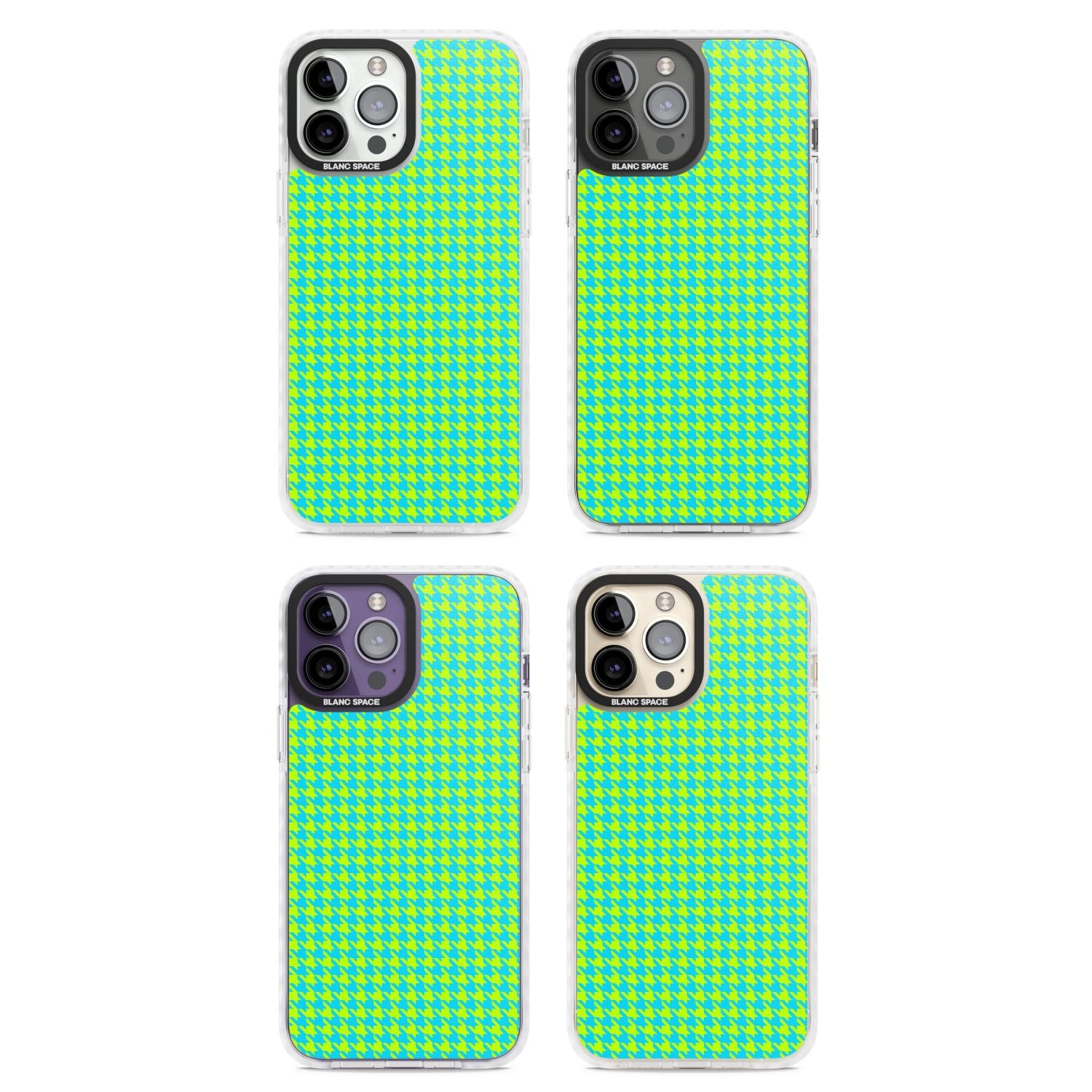 Neon Lime & Turquoise Houndstooth