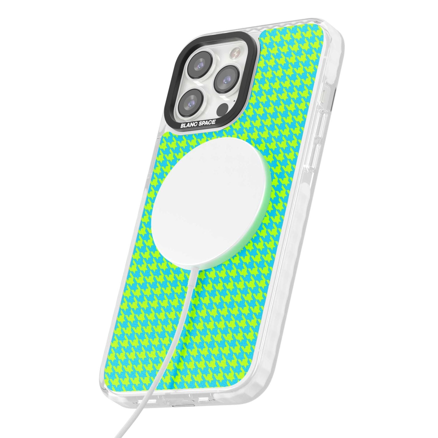 Neon Lime & Turquoise Houndstooth
