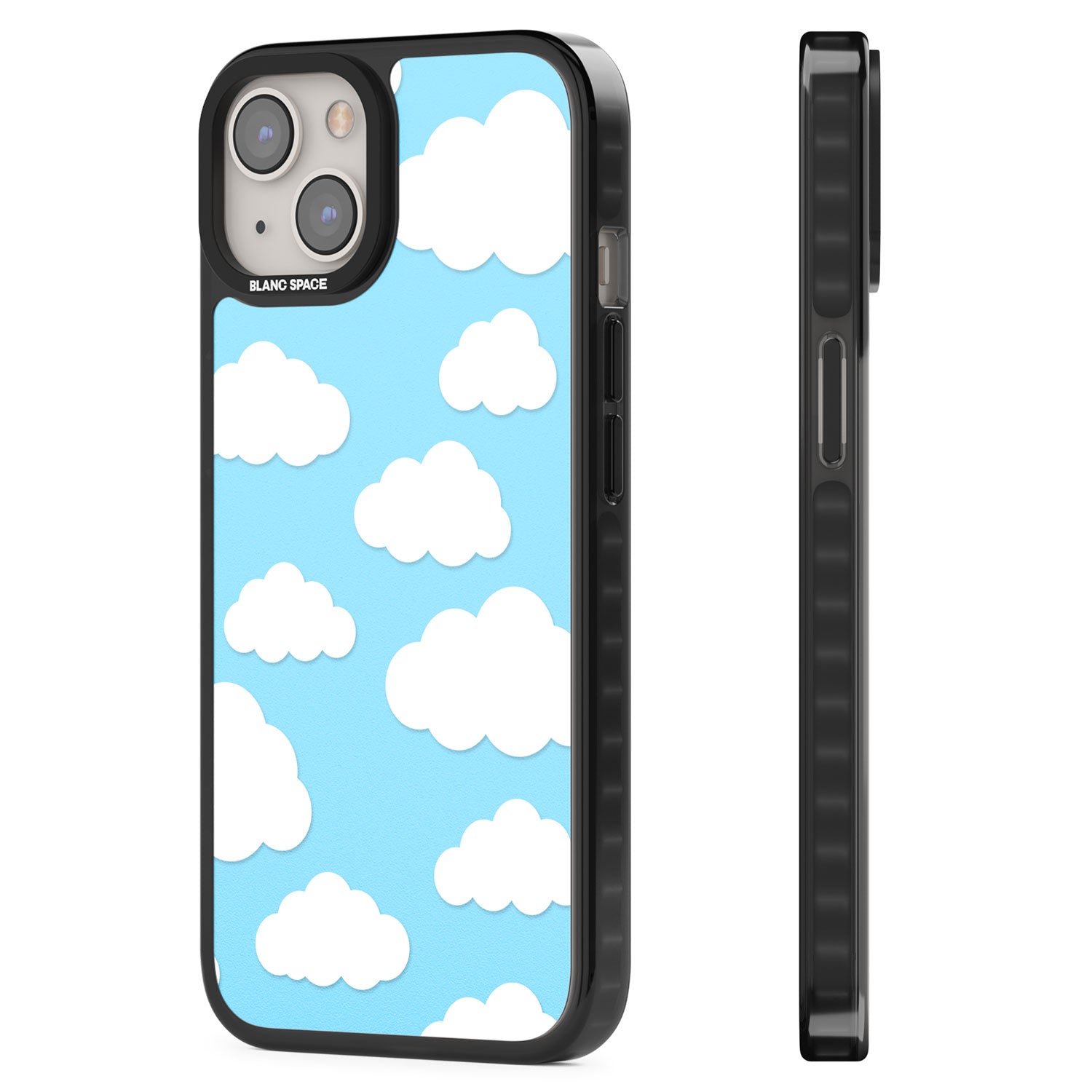 Blue Sky & Clouds Pattern Black Impact Phone Case for iPhone 13, iPhone 14, iPhone 15