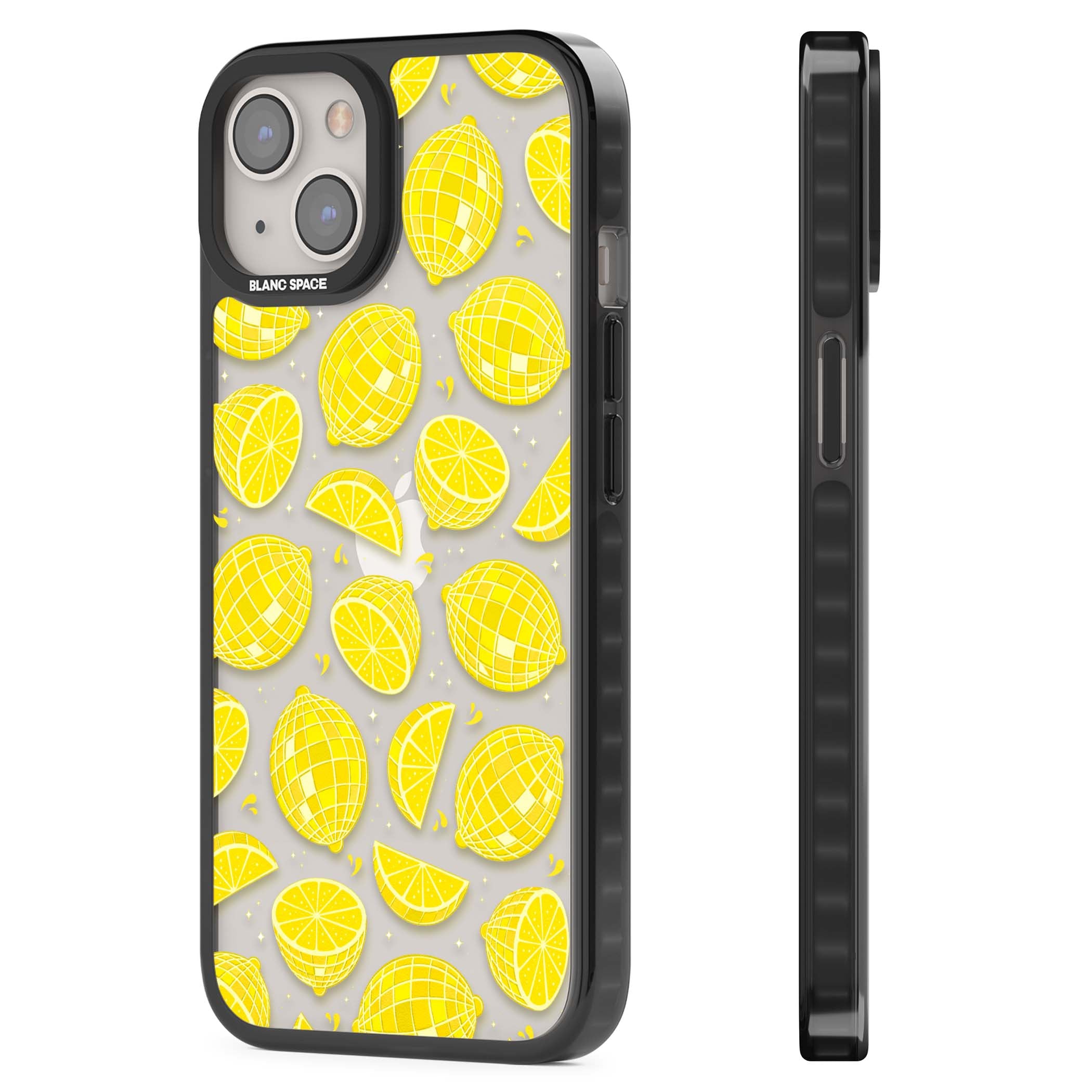 Disco Lemons citrus iPhone case featuring mirrorball lemons, sliced fruit and sparkle accents | Black Impact case for iPhone 13, iPhone 14, iPhone 15