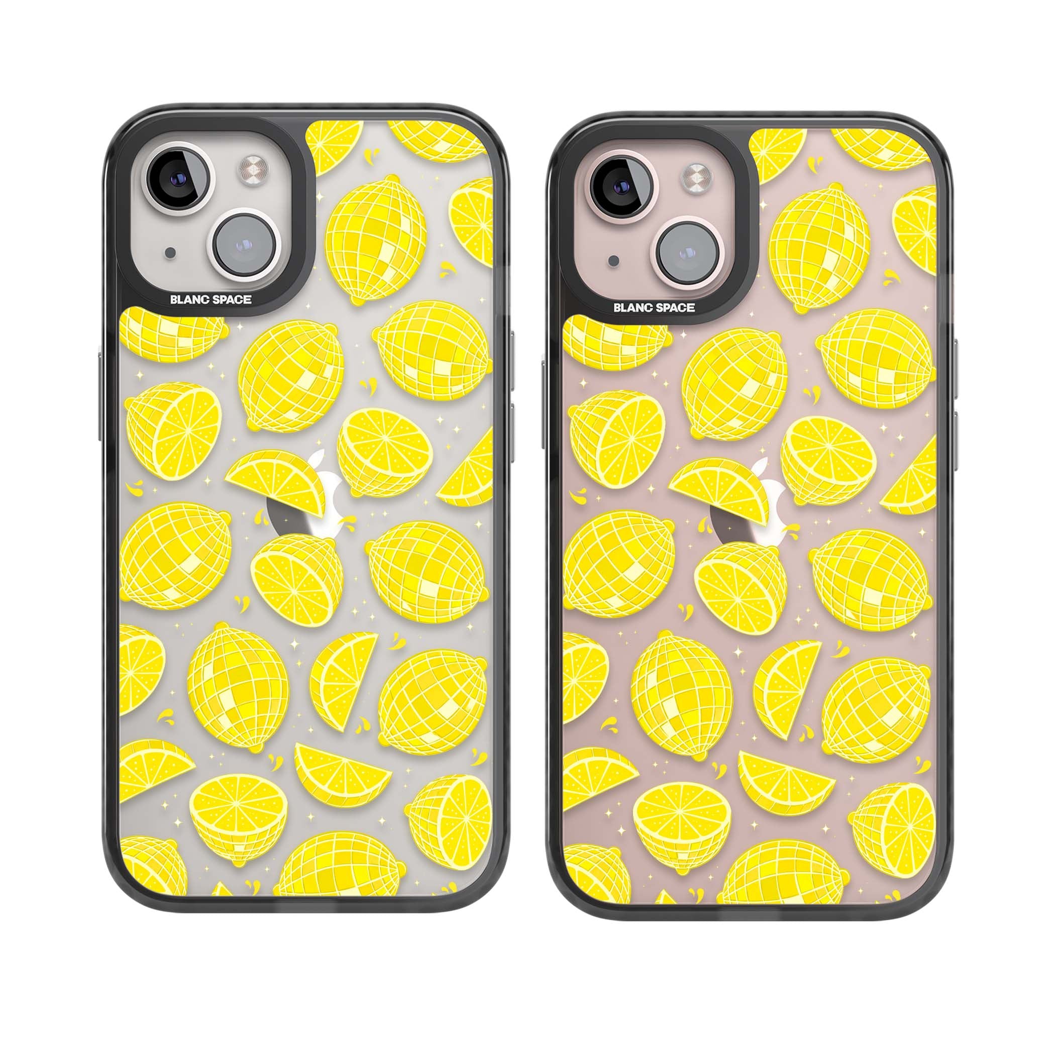 Disco Lemons citrus iPhone case featuring mirrorball lemons, sliced fruit and sparkle accents | Black Impact case for iPhone 13, iPhone 14, iPhone 15