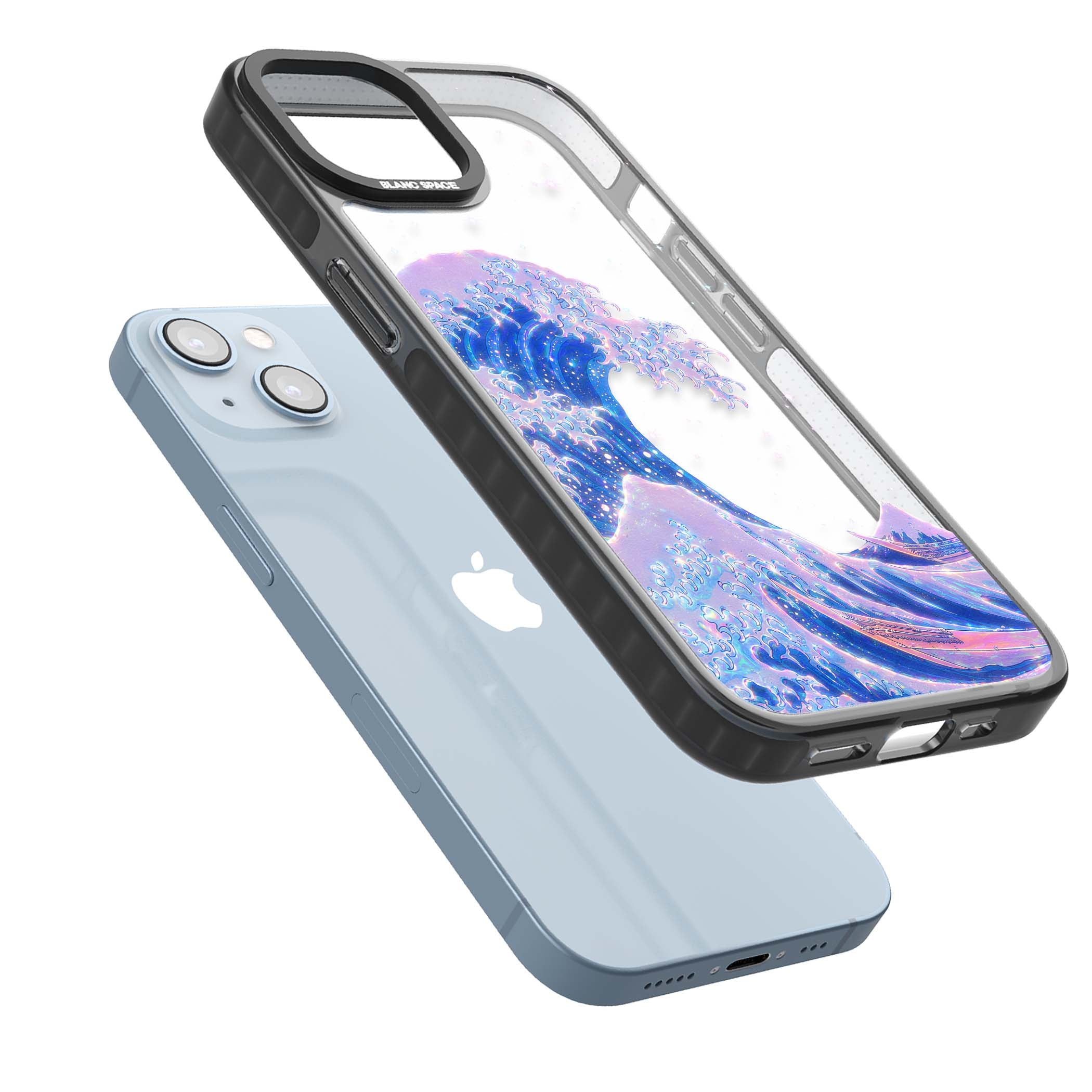 The Great Wave In Opal japanese iPhone case | Black Impact case for iPhone 13, iPhone 14, iPhone 15