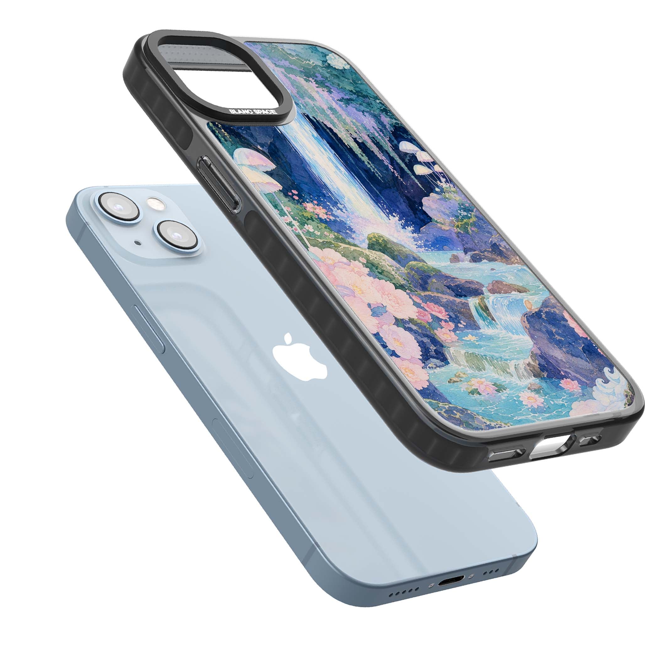 Mystic Waterfall art iPhone case | Black Impact Magsafe case for iPhone 13, iPhone 14, iPhone 15