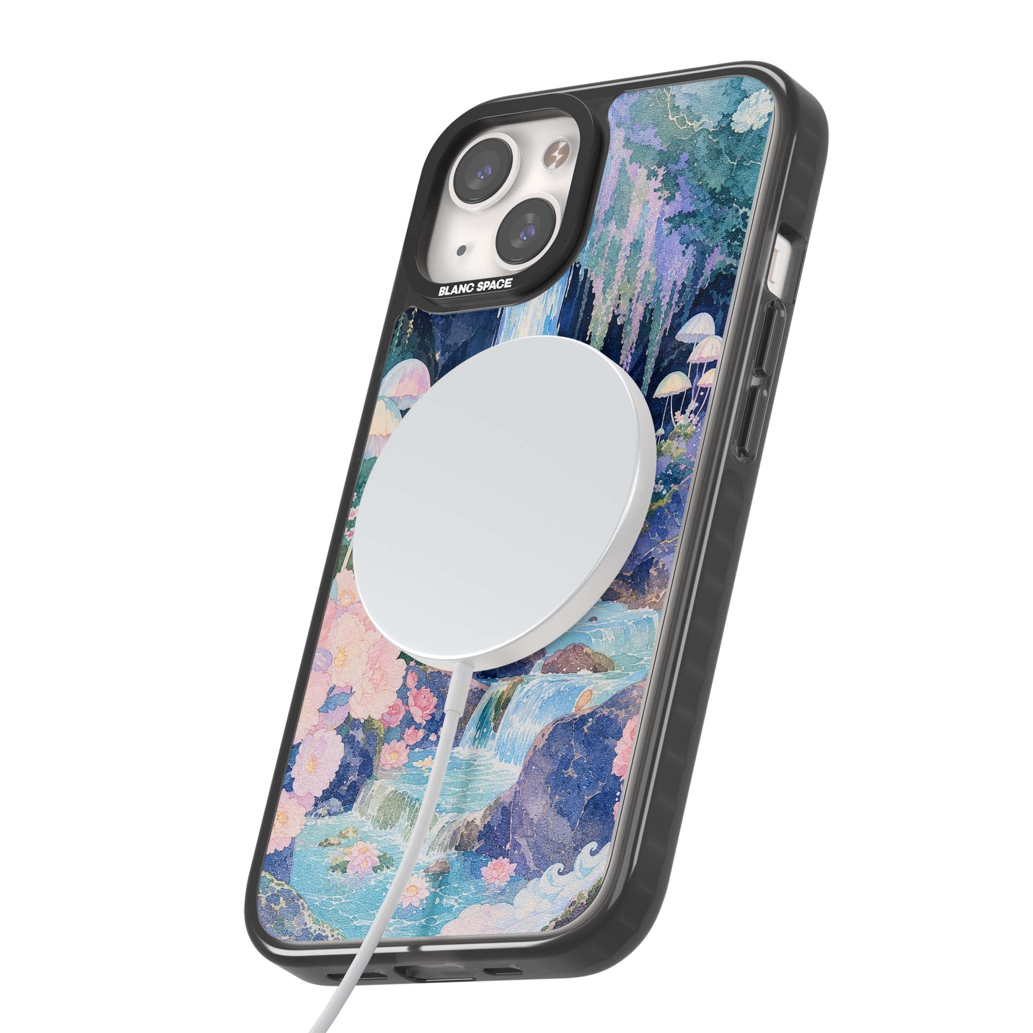 Mystic Waterfall art iPhone case | Black Impact Magsafe case for iPhone 13, iPhone 14, iPhone 15