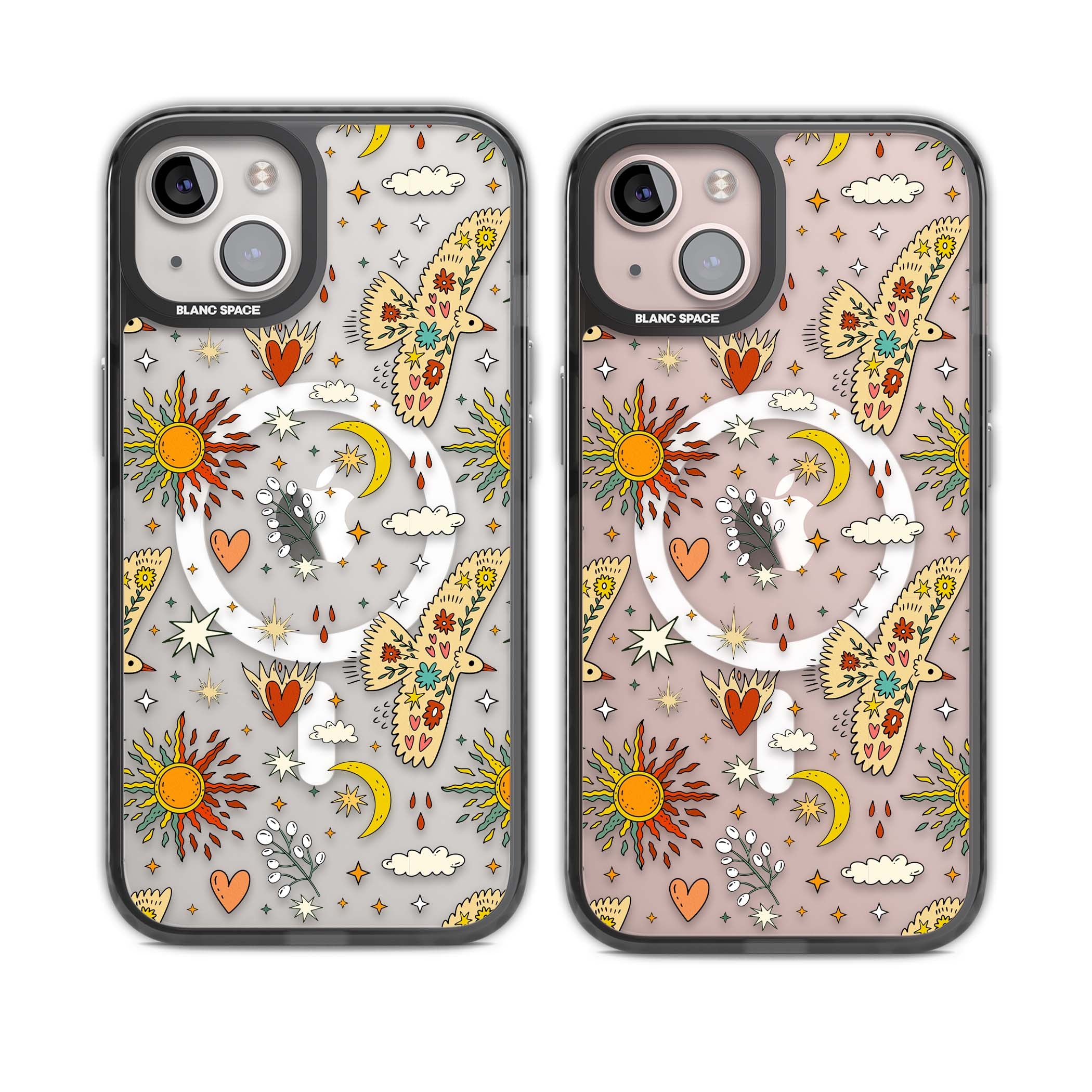 Elevate Your Phone'S Style With This Boho Celestial Sun & Eye Phone Case, Featuring A Mystical Blend Of Suns, All-Seeing Eyes, Butterflies, Stars, And