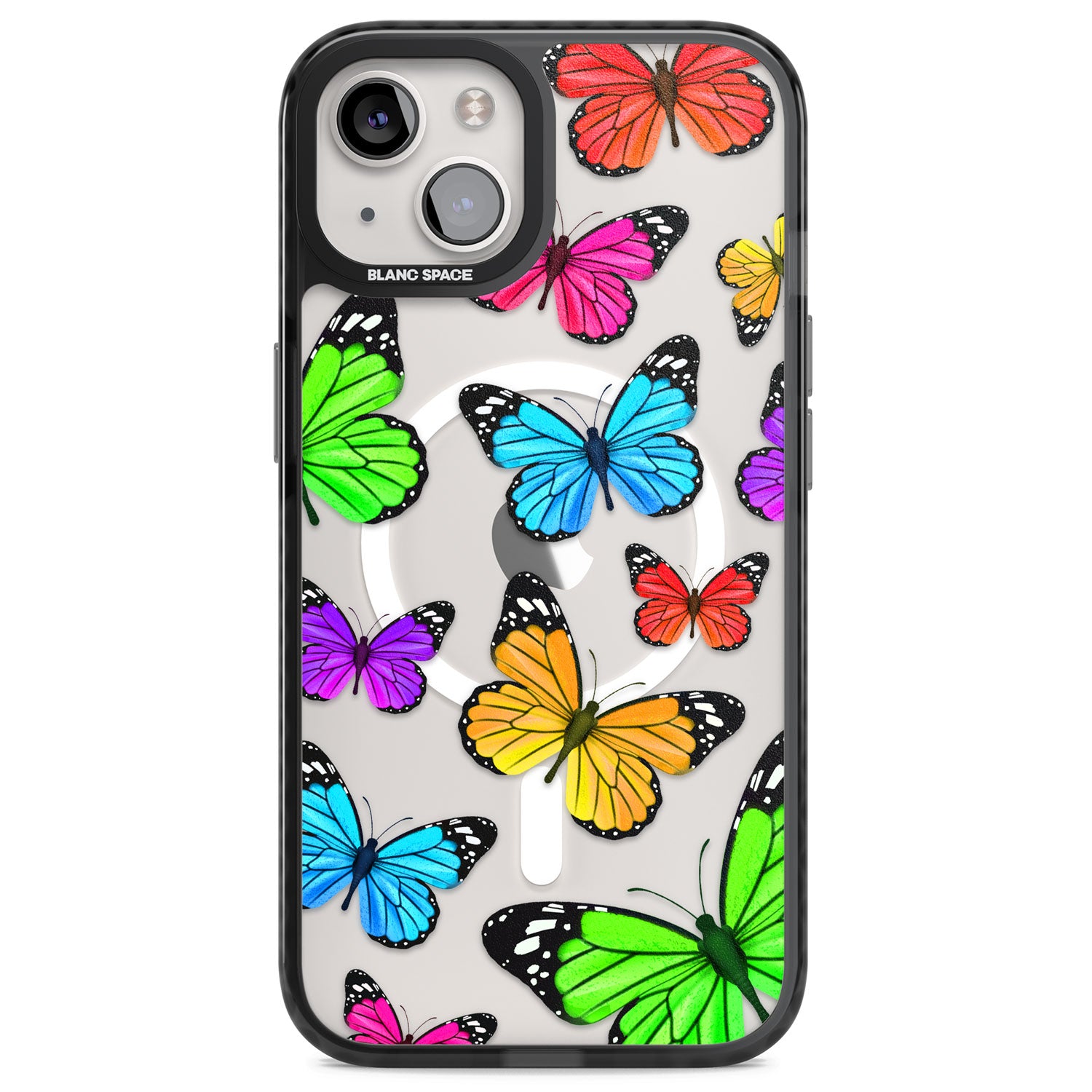 Vibrant Butterflies Magsafe Black Impact Phone Case for iPhone 13, iPhone 14, iPhone 15