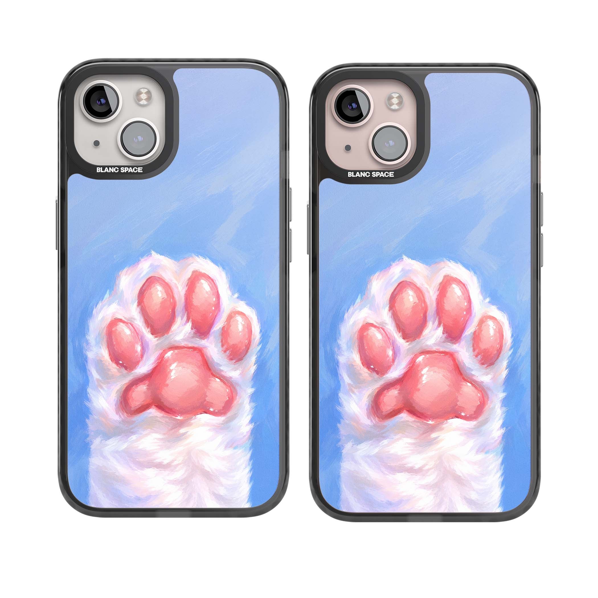 Soft White Paw cute iPhone case | Black Impact Magsafe case for iPhone 13, iPhone 14, iPhone 15
