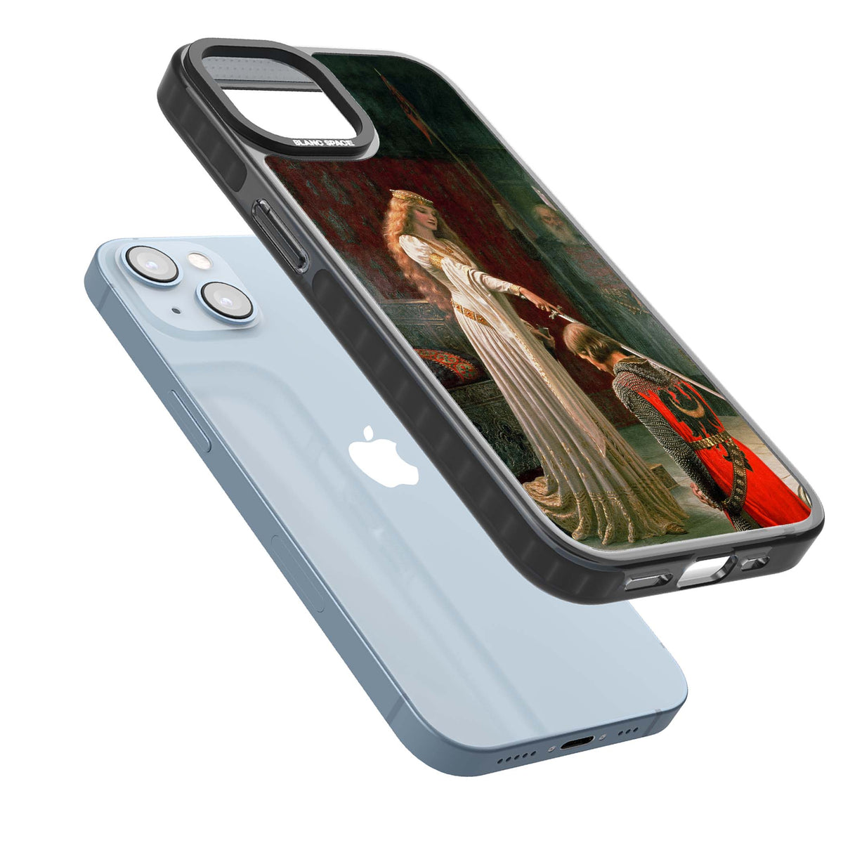 The Accolade renaissance art iPhone case featuring Edmund Blair Leighton's painting of a queen knighting a kneeling knight | Black Impact Magsafe case for iPhone 13, iPhone 14, iPhone 15