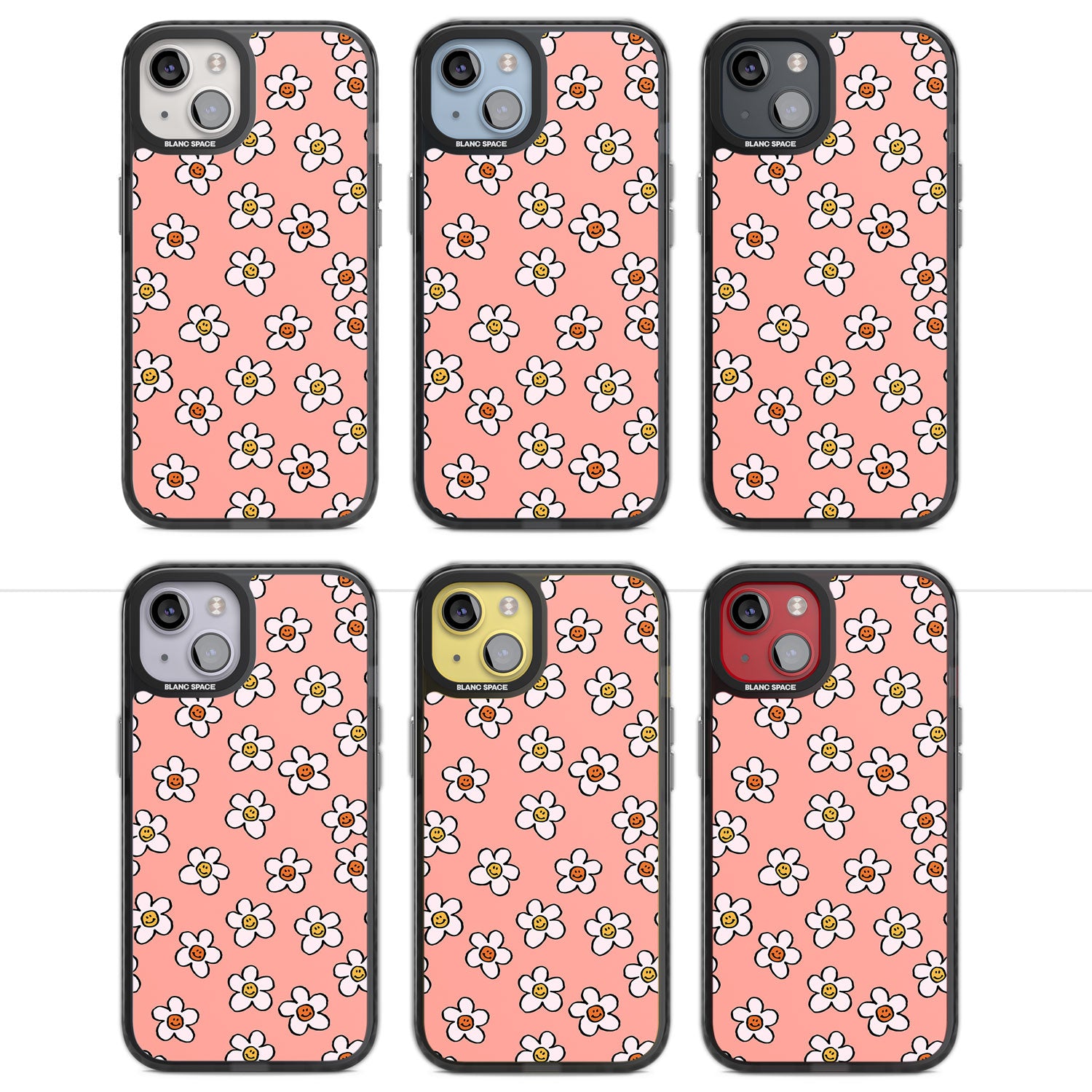 Peachy Daisy Smiles Magsafe Black Impact Phone Case for iPhone 13, iPhone 14, iPhone 15