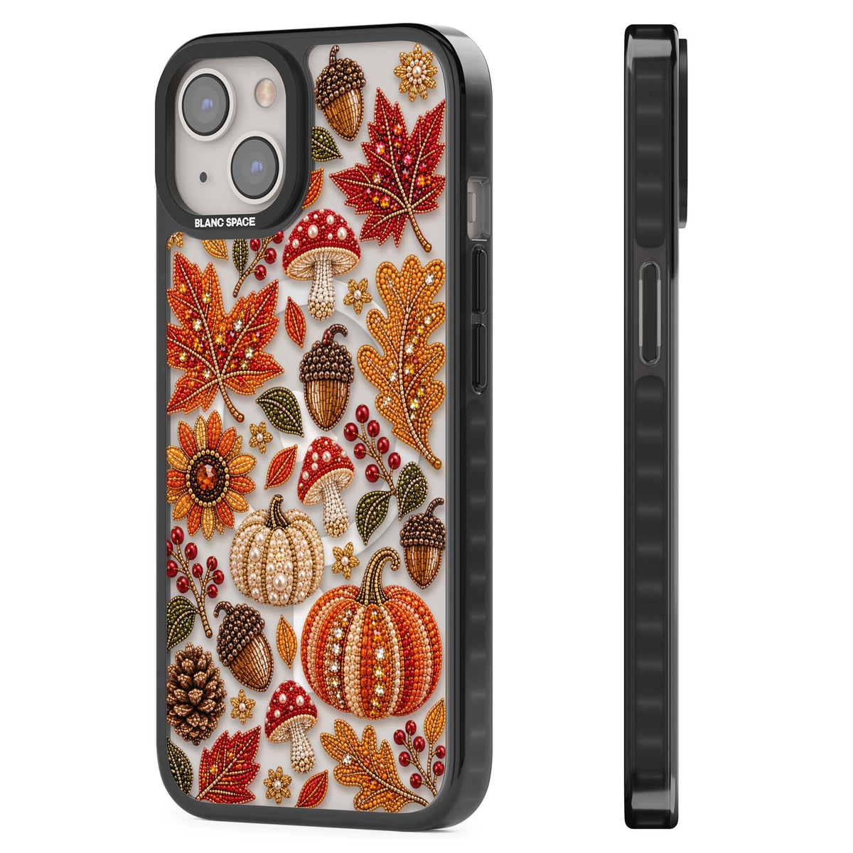 Beaded Autumn iPhone case | Black Impact Magsafe case for iPhone 13, iPhone 14, iPhone 15