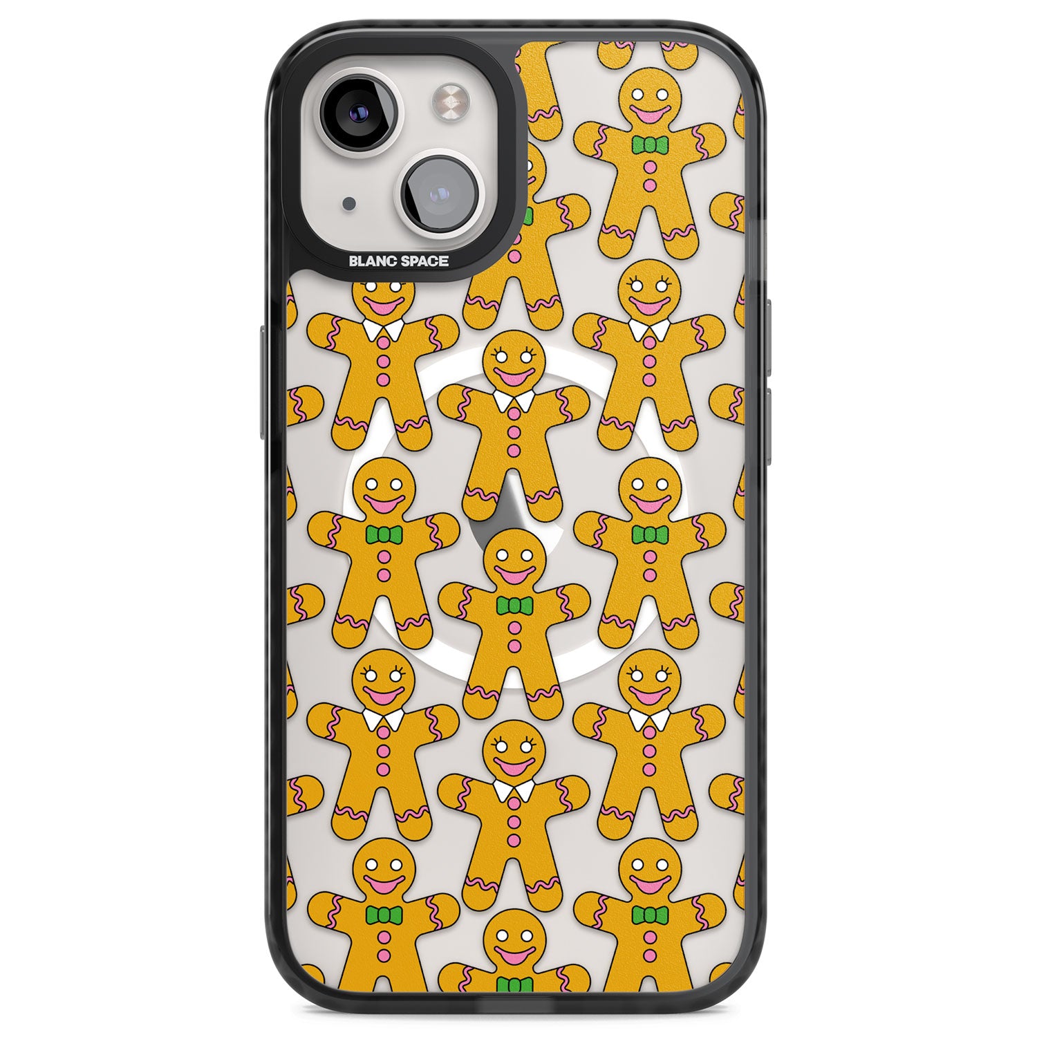 Gingerbread Cookie Pattern Magsafe Black Impact Phone Case for iPhone 13, iPhone 14, iPhone 15