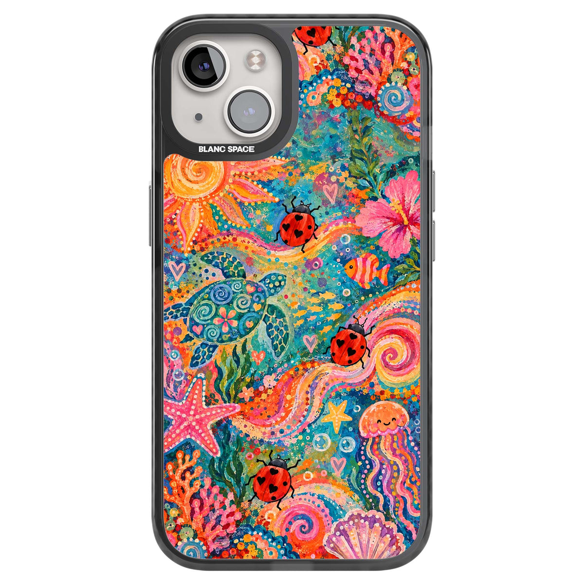 Coral Whimsy for her iPhone case | Black Impact Magsafe case for iPhone 13, iPhone 14, iPhone 15