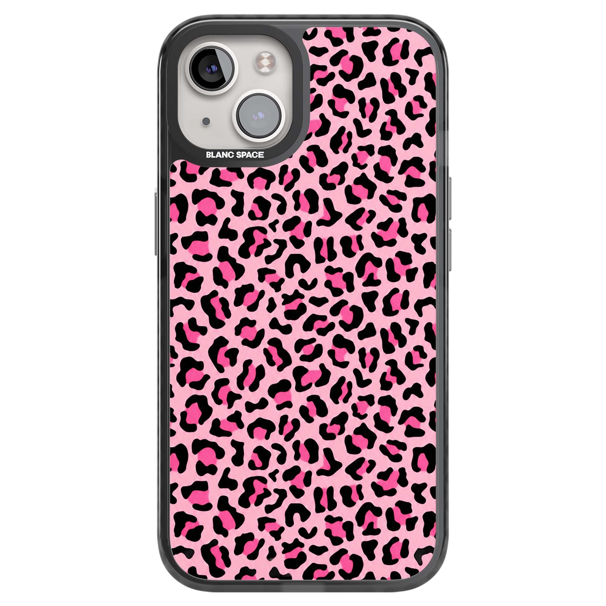 Pink Leopard baddie iPhone case | Black Impact case for iPhone 13, iPhone 14, iPhone 15