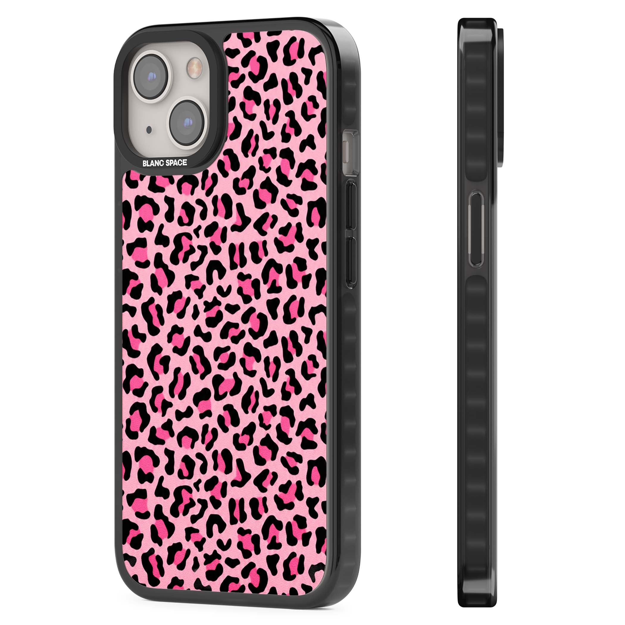 Pink Leopard baddie iPhone case | Black Impact case for iPhone 13, iPhone 14, iPhone 15