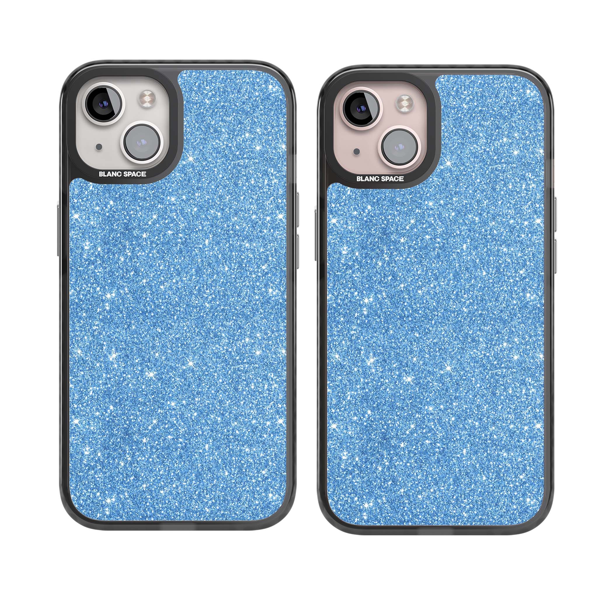 Blue Glitter blue glitter iPhone case featuring dense sparkling cerulean glitter with a glamorous shimmering finish | Black Impact case for iPhone 13, iPhone 14, iPhone 15