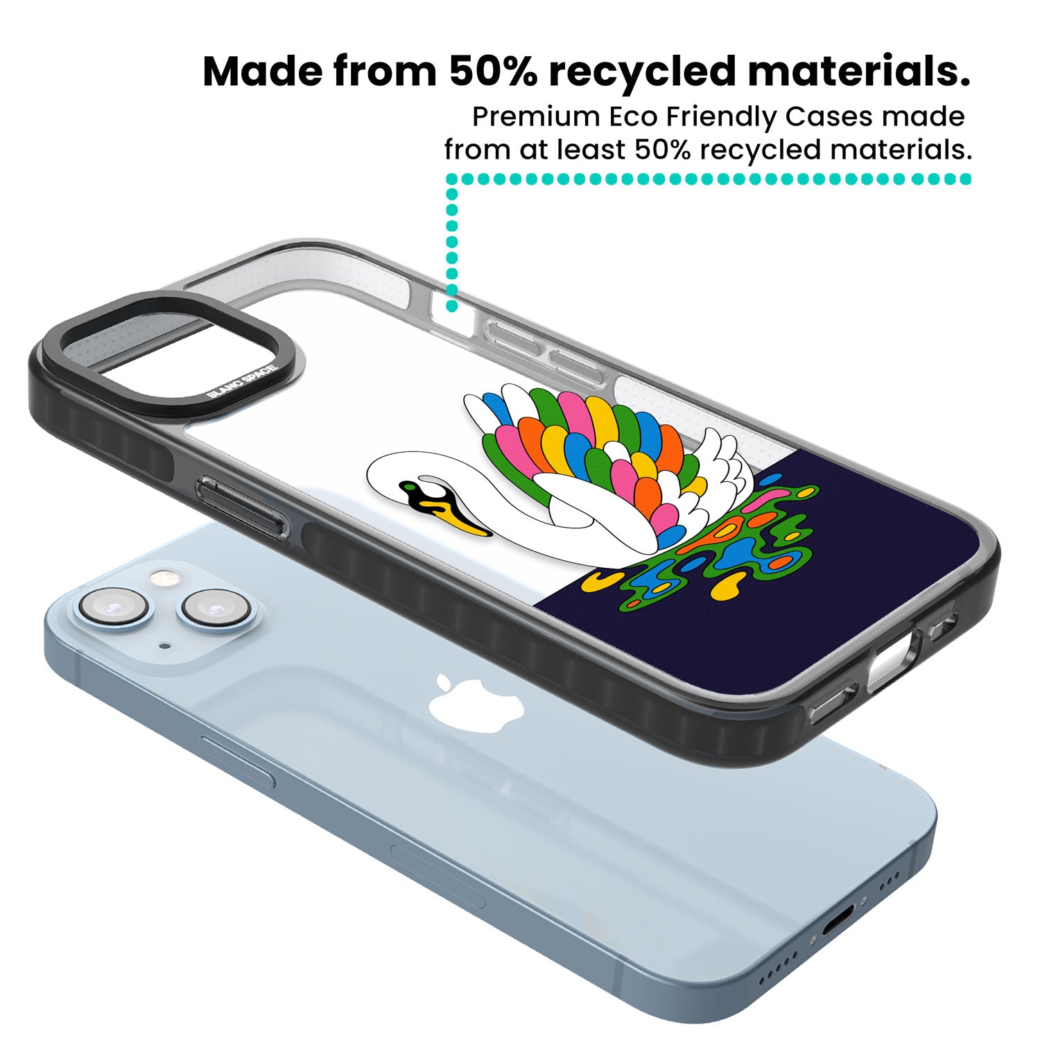 Serene Swan Black Impact Phone Case for iPhone 13, iPhone 14, iPhone 15