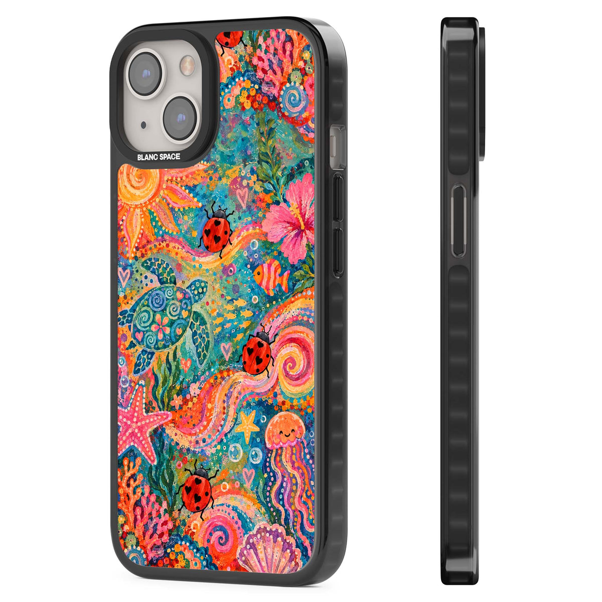 Coral Whimsy for her iPhone case | Black Impact case for iPhone 13, iPhone 14, iPhone 15