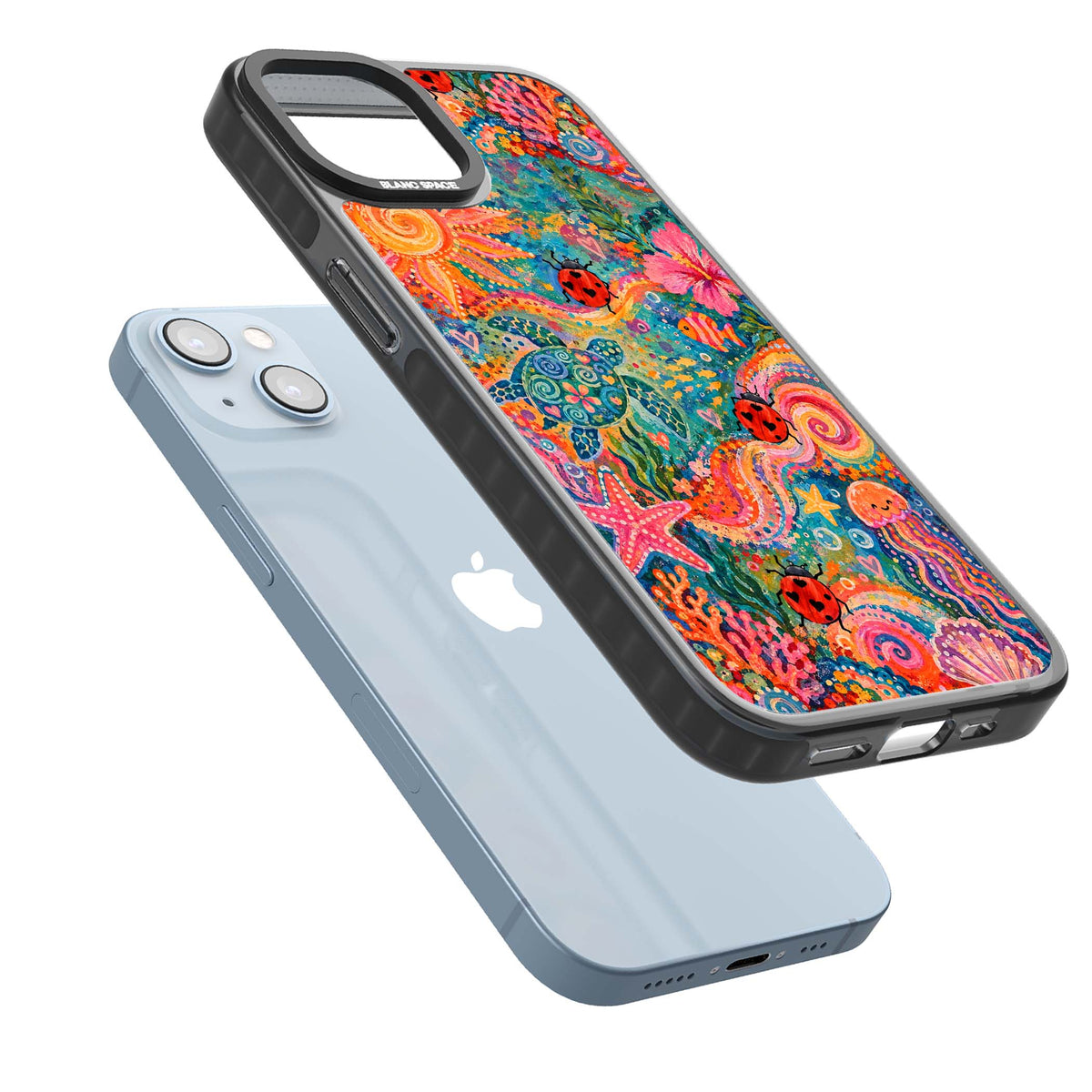 Coral Whimsy for her iPhone case | Black Impact case for iPhone 13, iPhone 14, iPhone 15