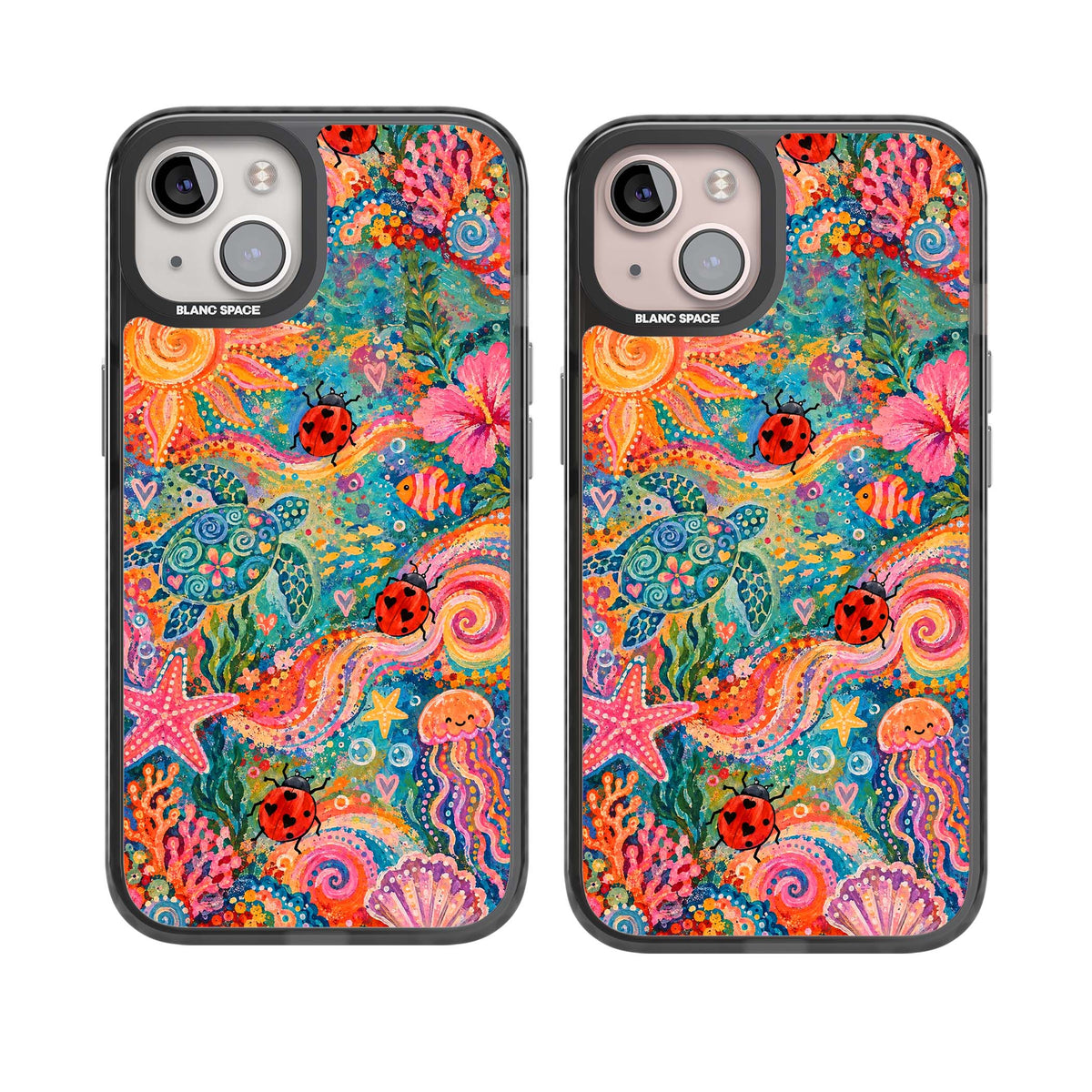 Coral Whimsy for her iPhone case | Black Impact case for iPhone 13, iPhone 14, iPhone 15