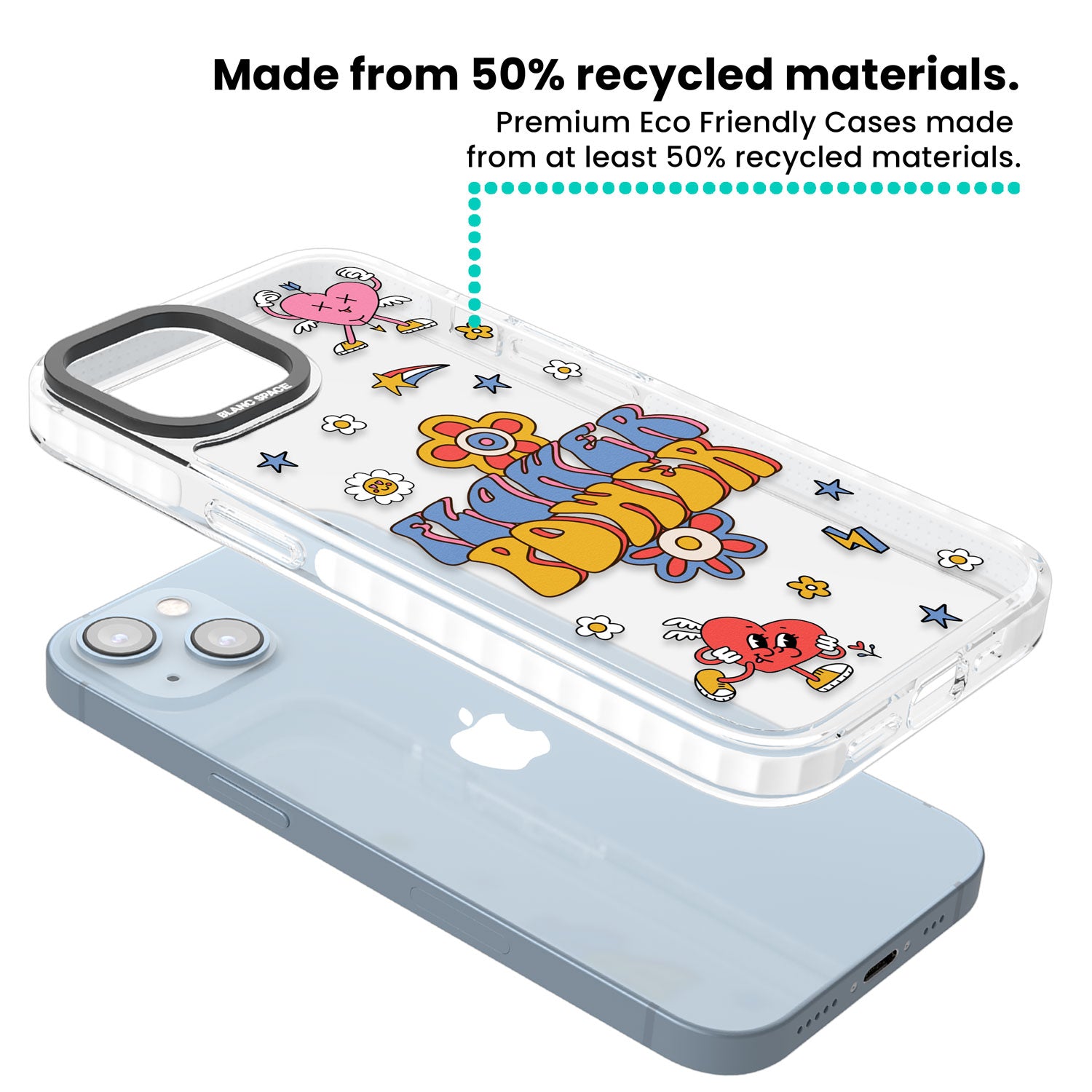 Flower Power Clear Impact Phone Case for iPhone 13, iPhone 14, iPhone 15