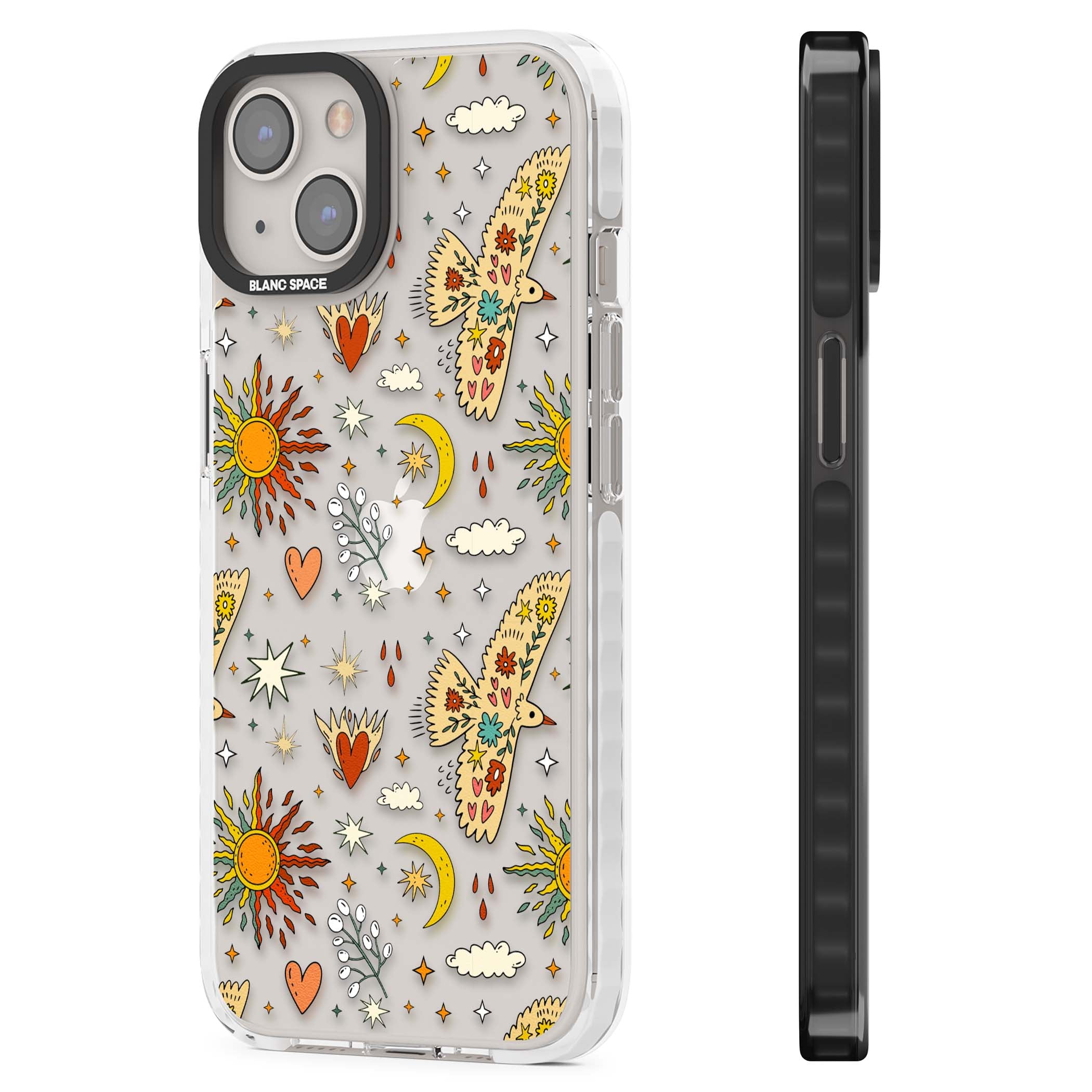 Elevate Your Phone'S Style With This Boho Celestial Sun & Eye Phone Case, Featuring A Mystical Blend Of Suns, All-Seeing Eyes, Butterflies, Stars, And